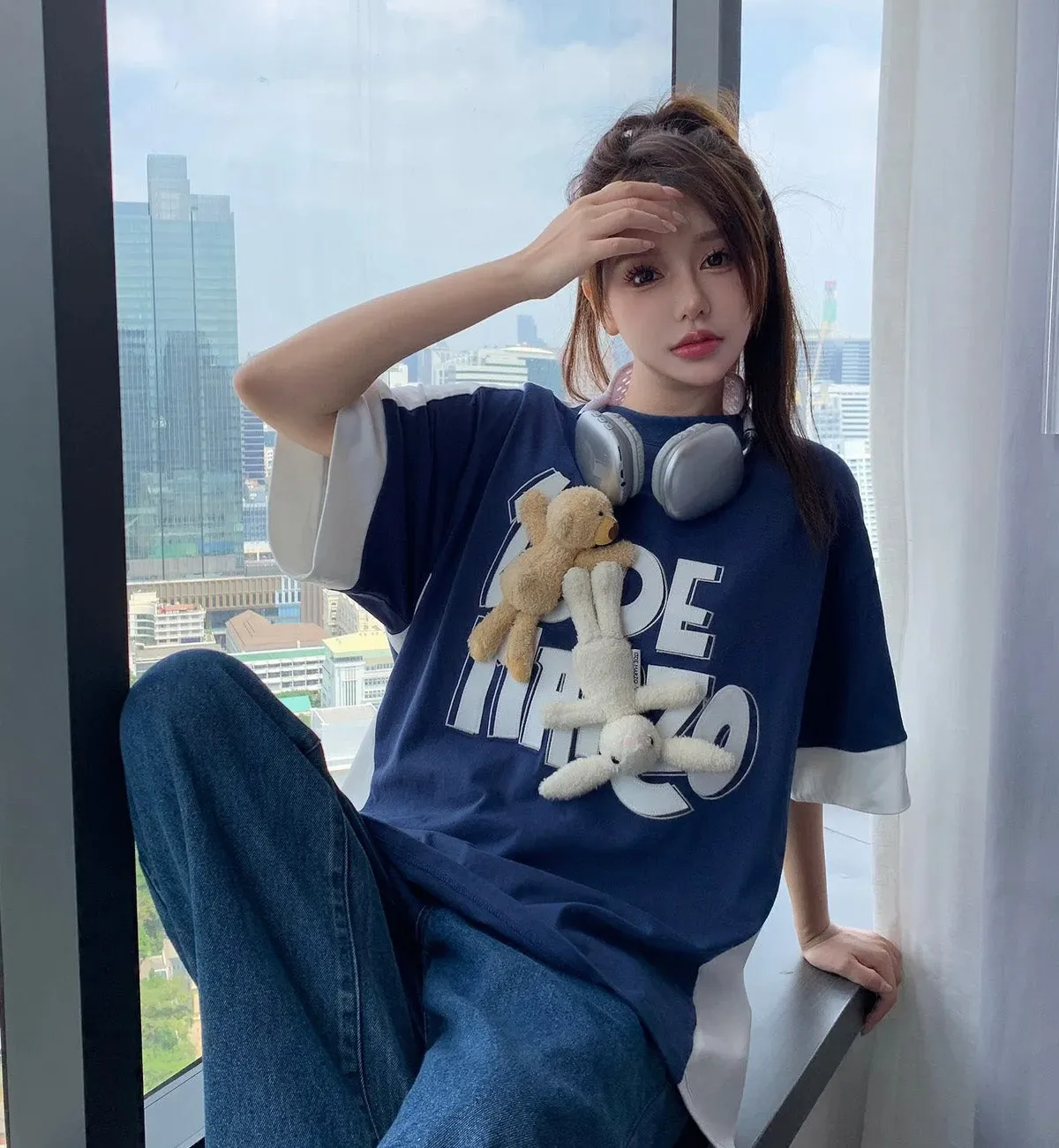 13DE MARZO Hook & Loop Logo T-Shirt (Navy)