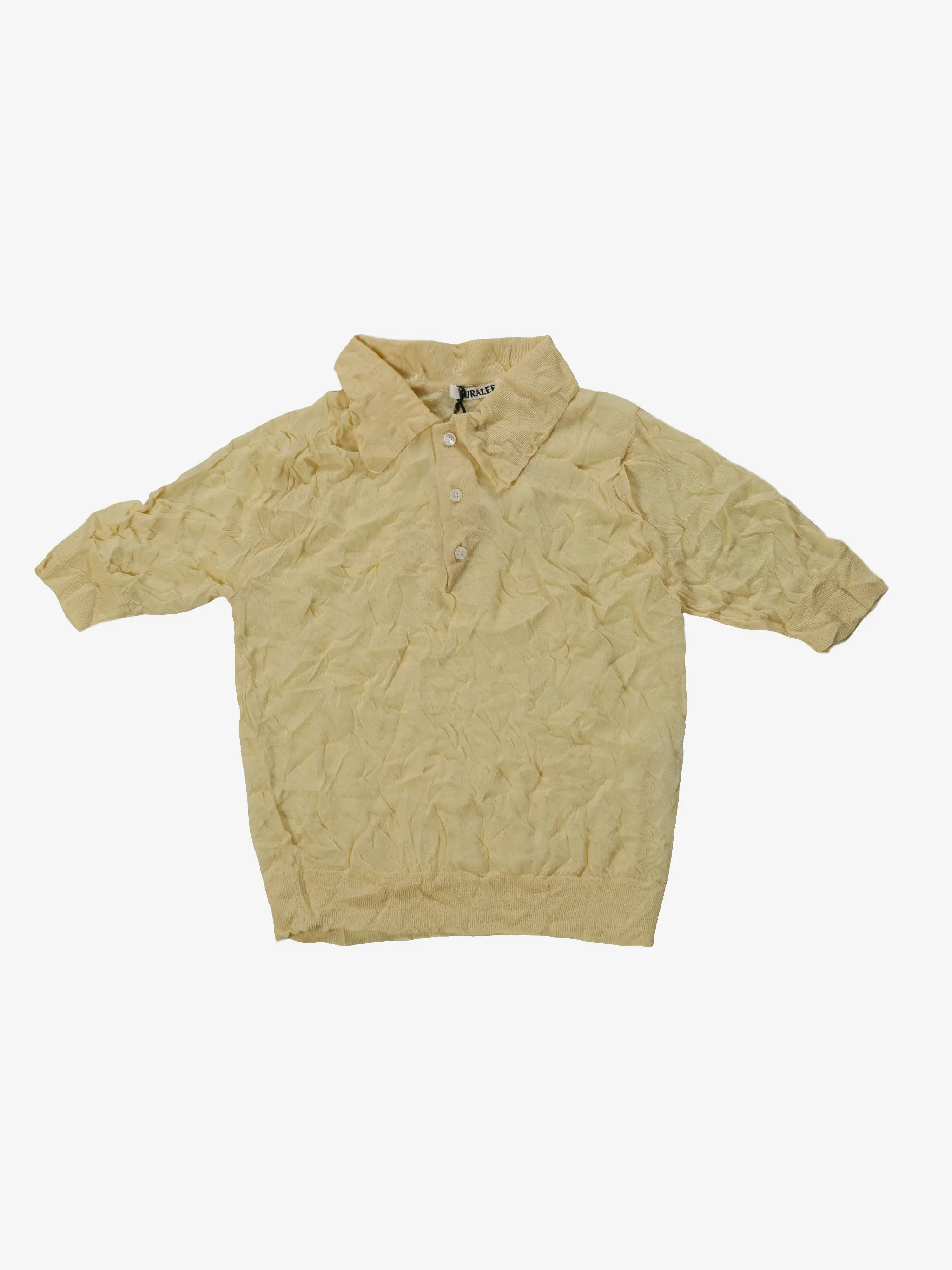 AURALEE - Women Wrinkled Wool Polyester High Gauge Knit Polo Shirt