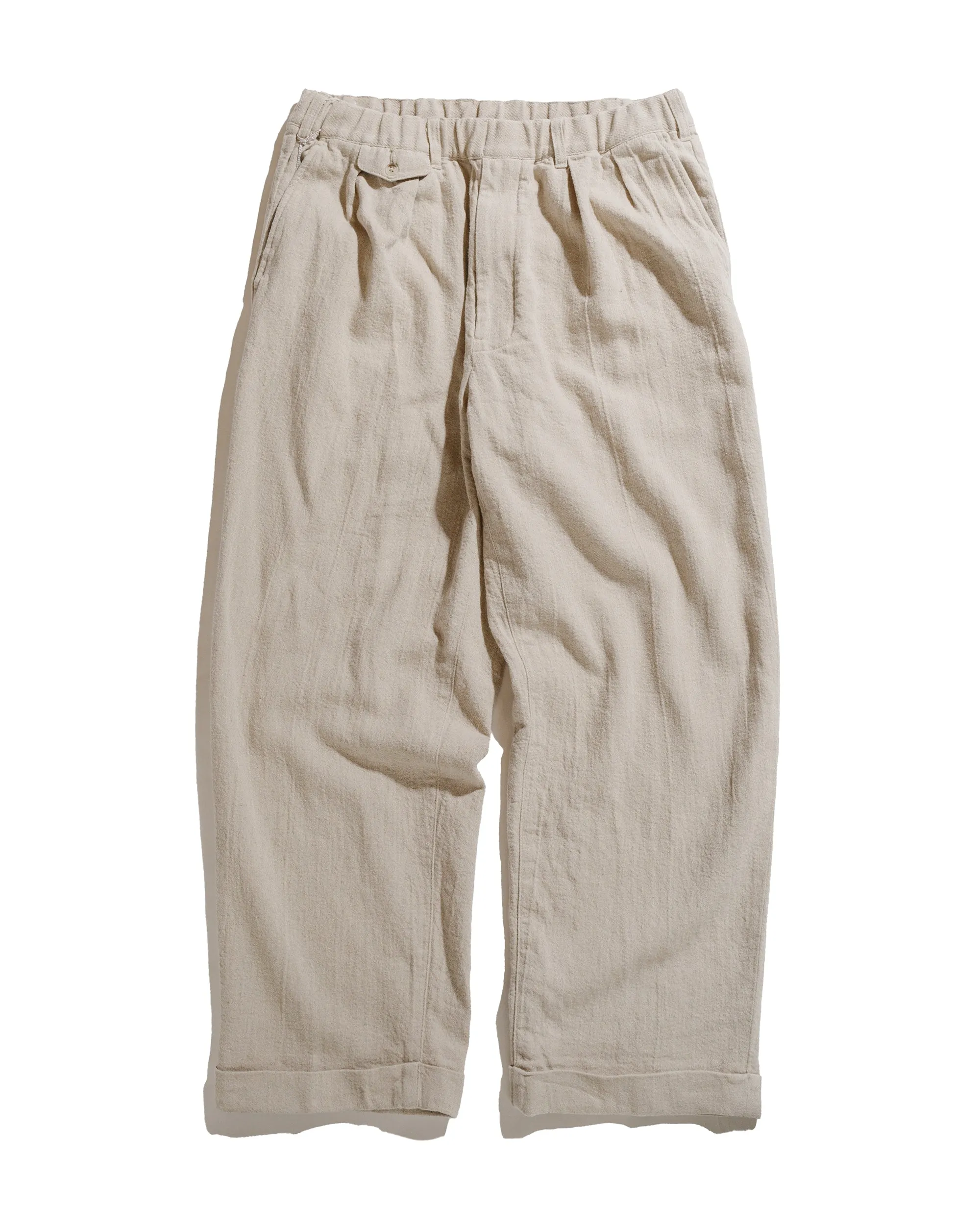 Beams Plus 2Pleats Relax Trousers Linen Cotton Natural