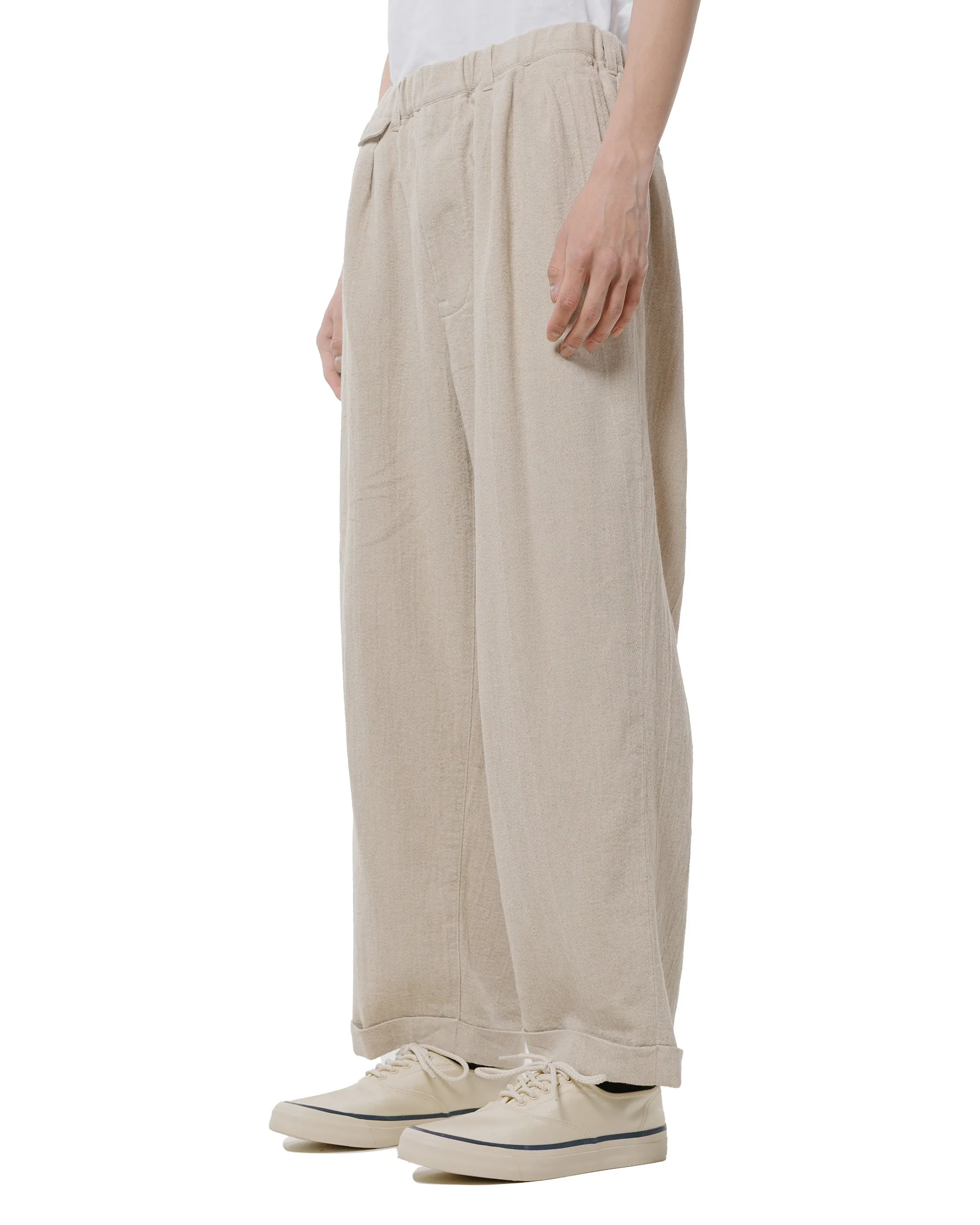 Beams Plus 2Pleats Relax Trousers Linen Cotton Natural