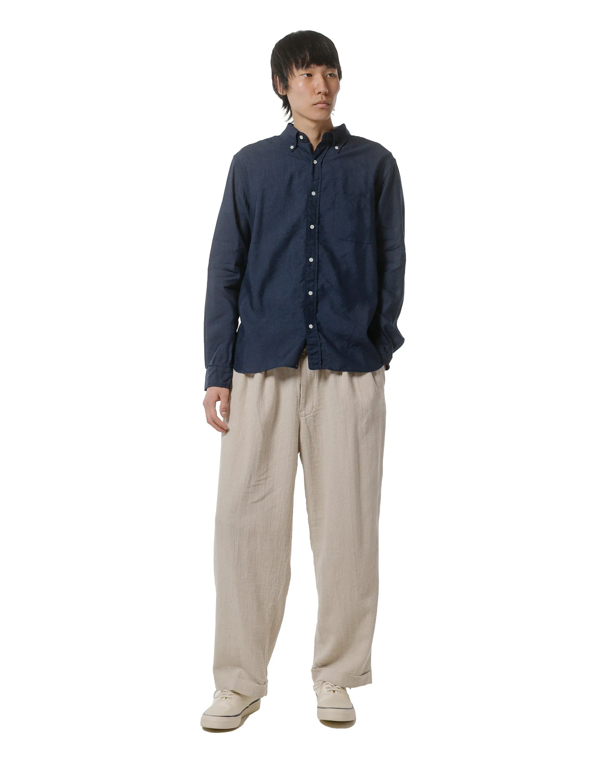 Beams Plus 2Pleats Relax Trousers Linen Cotton Natural