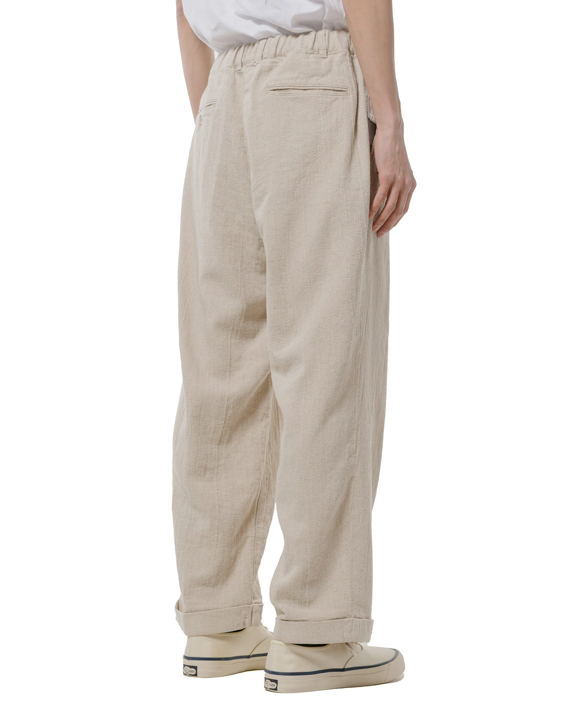 Beams Plus 2Pleats Relax Trousers Linen Cotton Natural