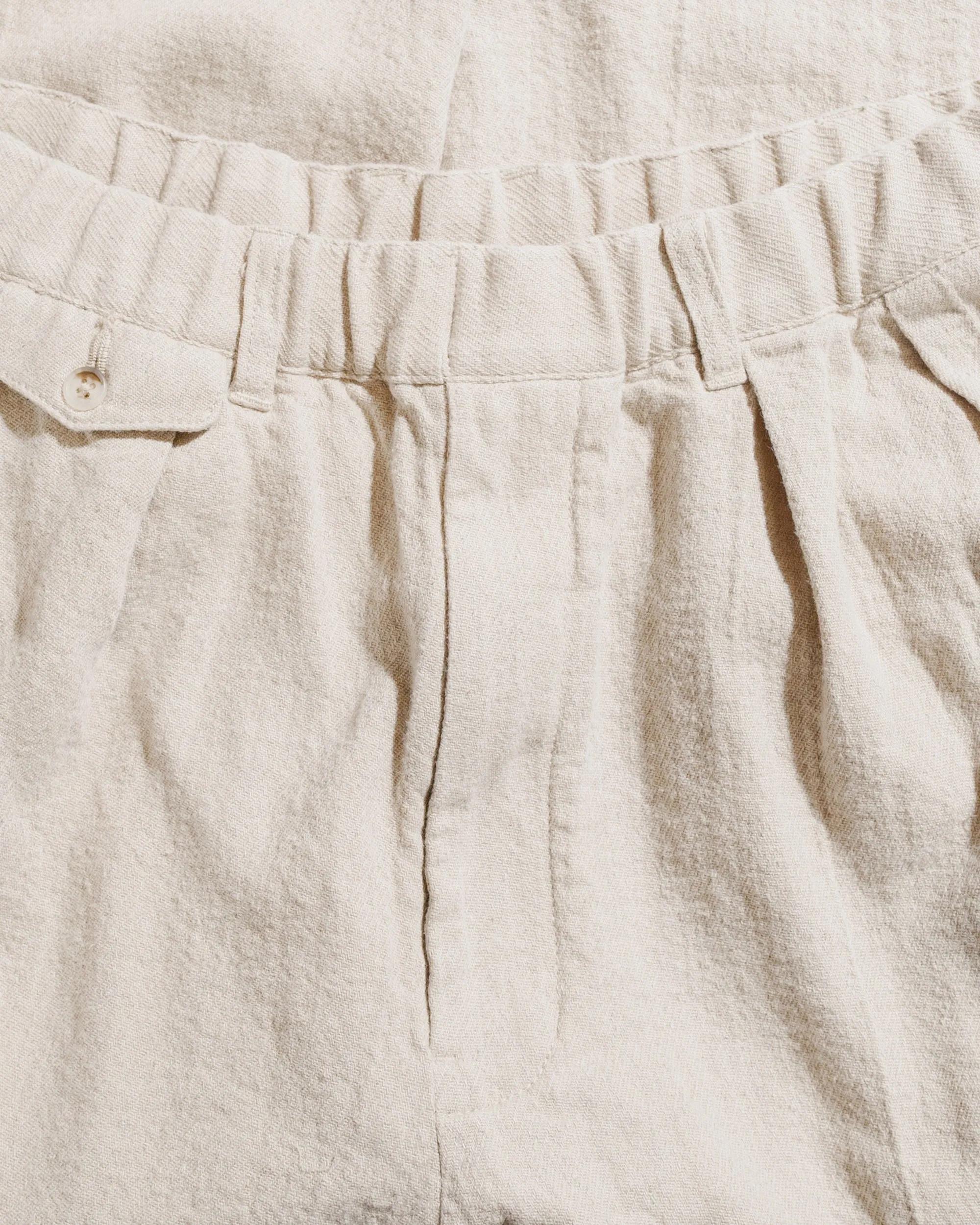 Beams Plus 2Pleats Relax Trousers Linen Cotton Natural