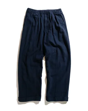 Beams Plus 2Pleats Relax Trousers Linen Cotton Navy