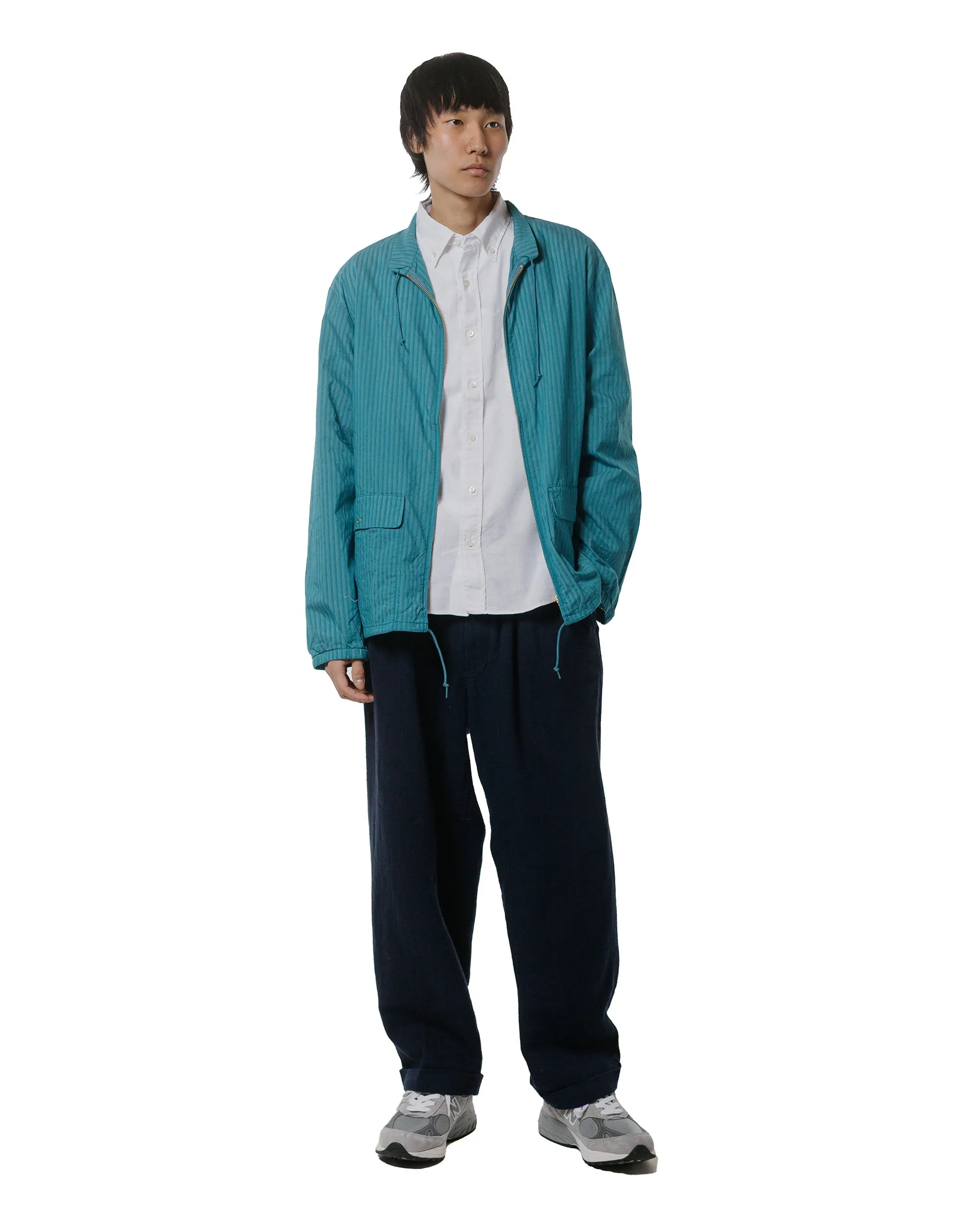 Beams Plus 2Pleats Relax Trousers Linen Cotton Navy