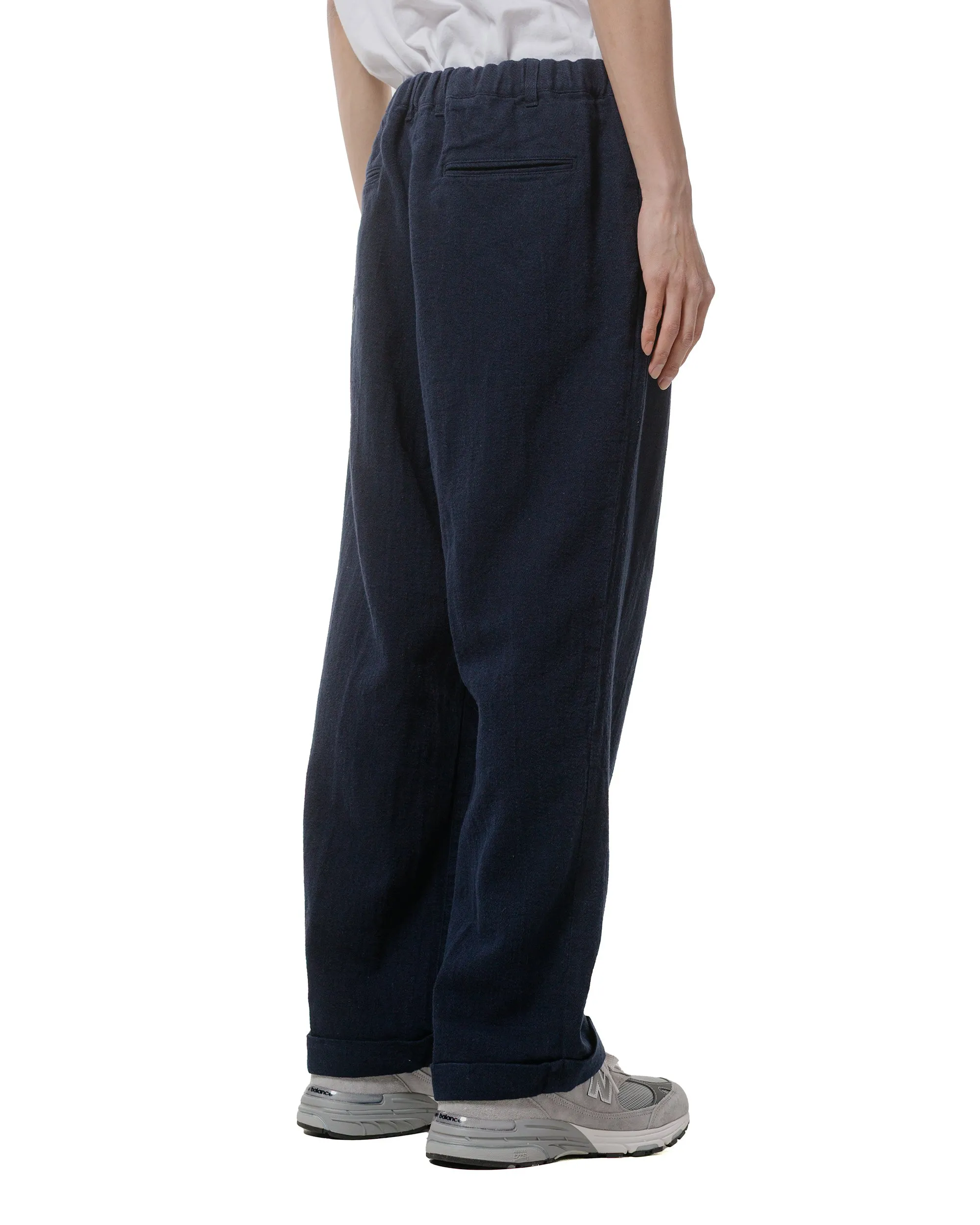 Beams Plus 2Pleats Relax Trousers Linen Cotton Navy