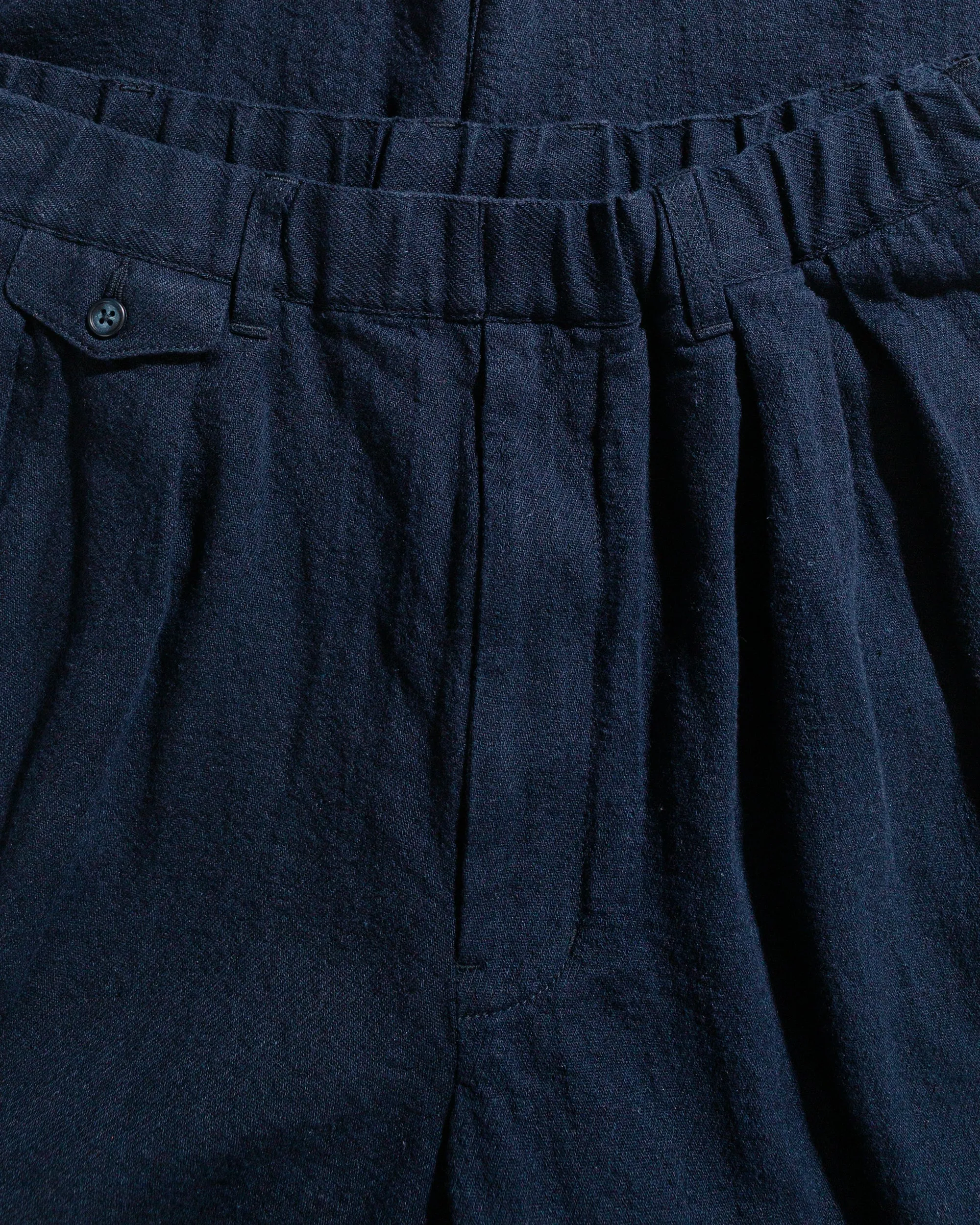 Beams Plus 2Pleats Relax Trousers Linen Cotton Navy