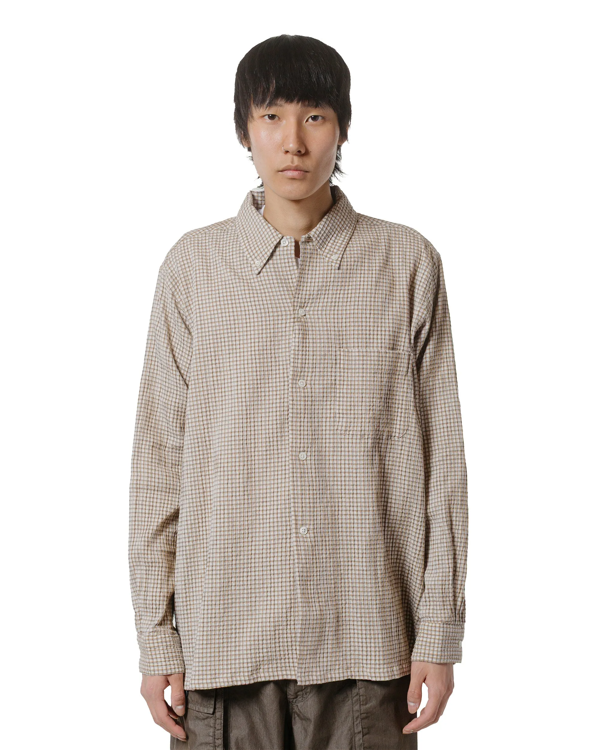 Beams Plus Open B.D. Plaid Beige