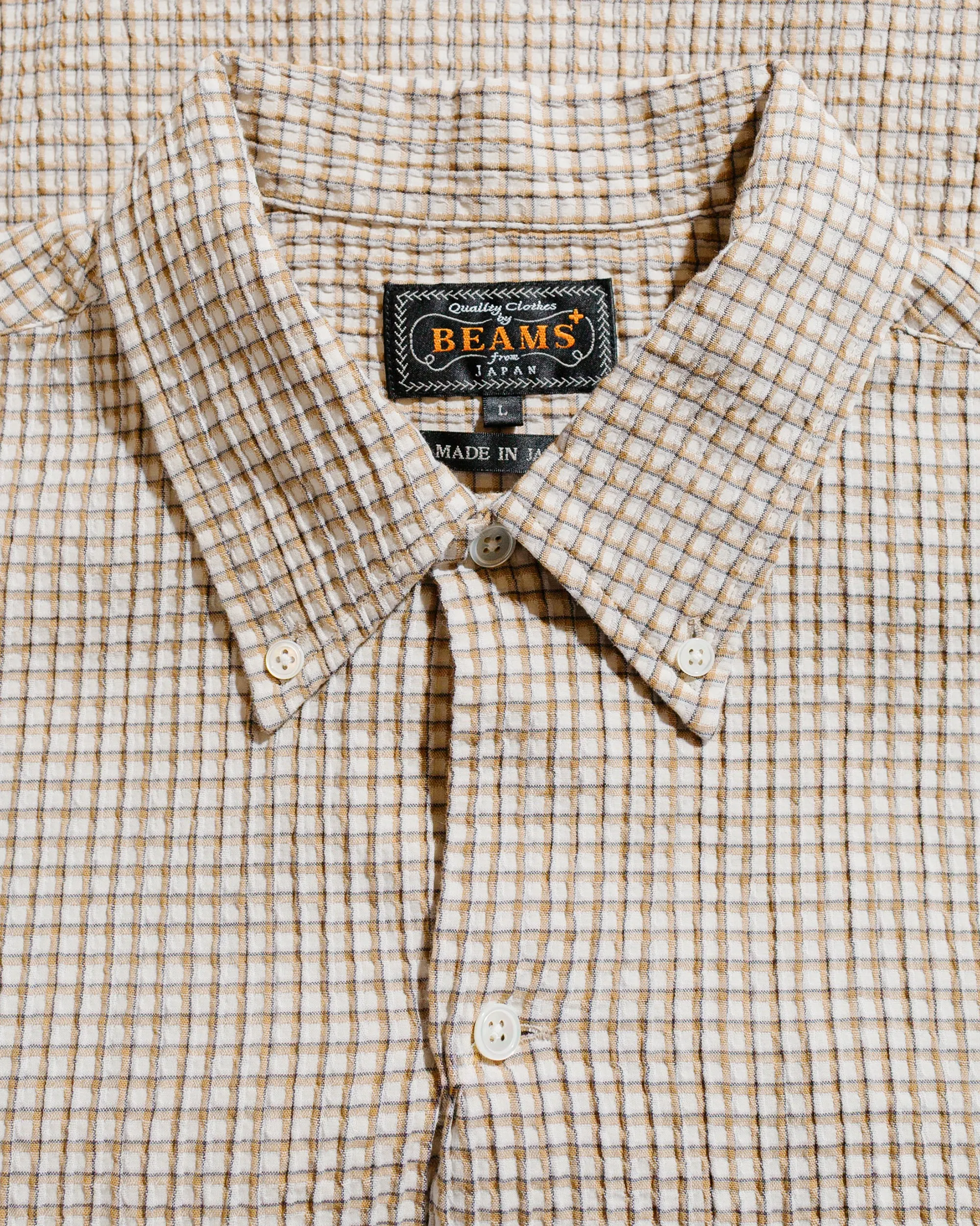 Beams Plus Open B.D. Plaid Beige