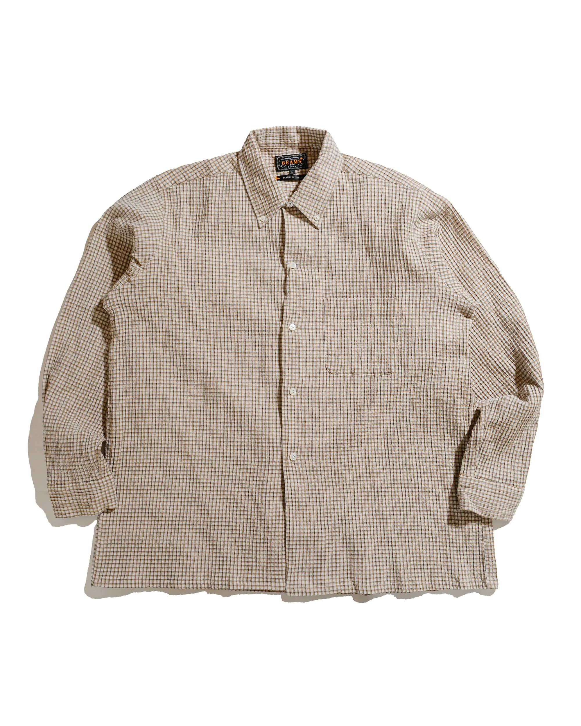 Beams Plus Open B.D. Plaid Beige