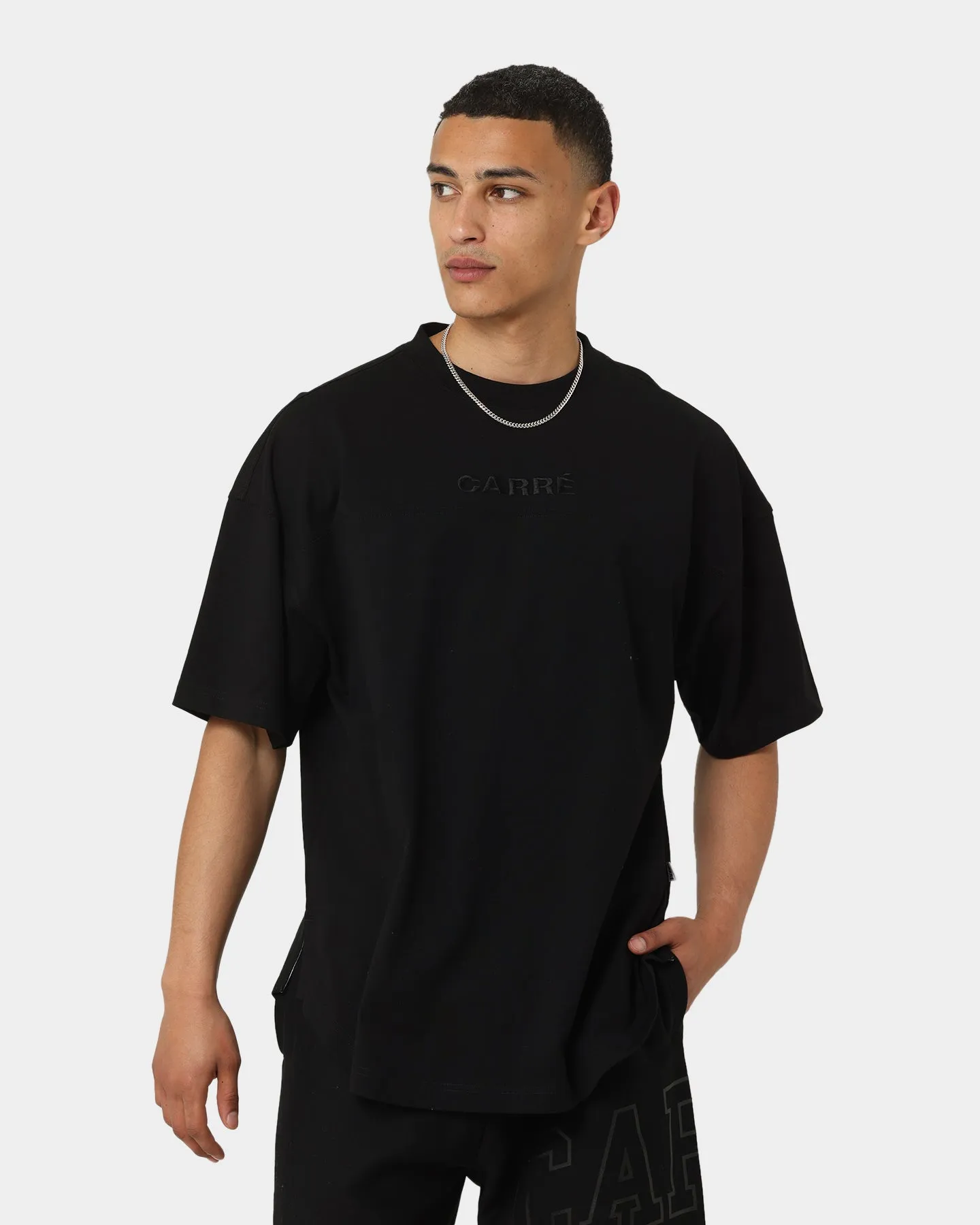 Carr Grid Iron Oversized T-Shirt Black