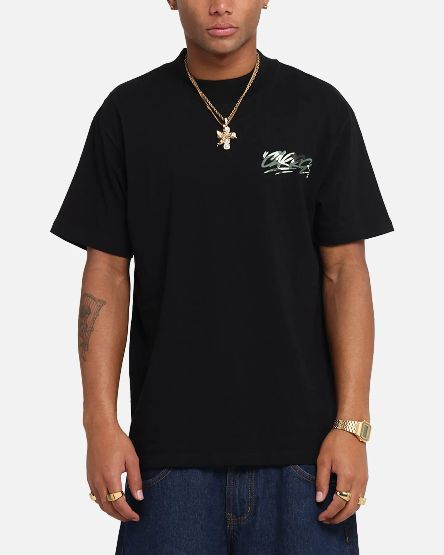 Carre Tag Mockneck T-Shirt Black