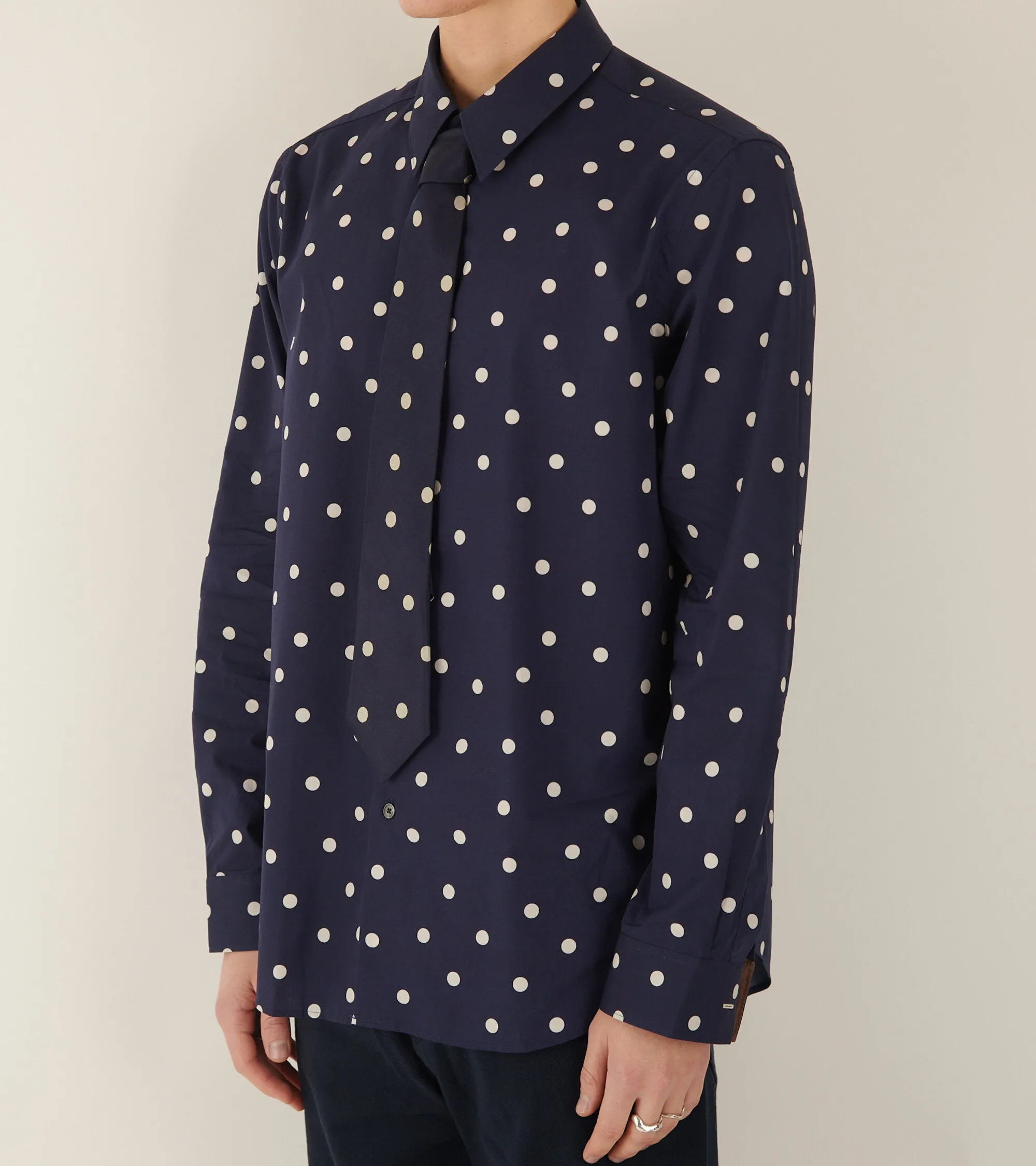 Casual Fit Big Polka Shirt Navy