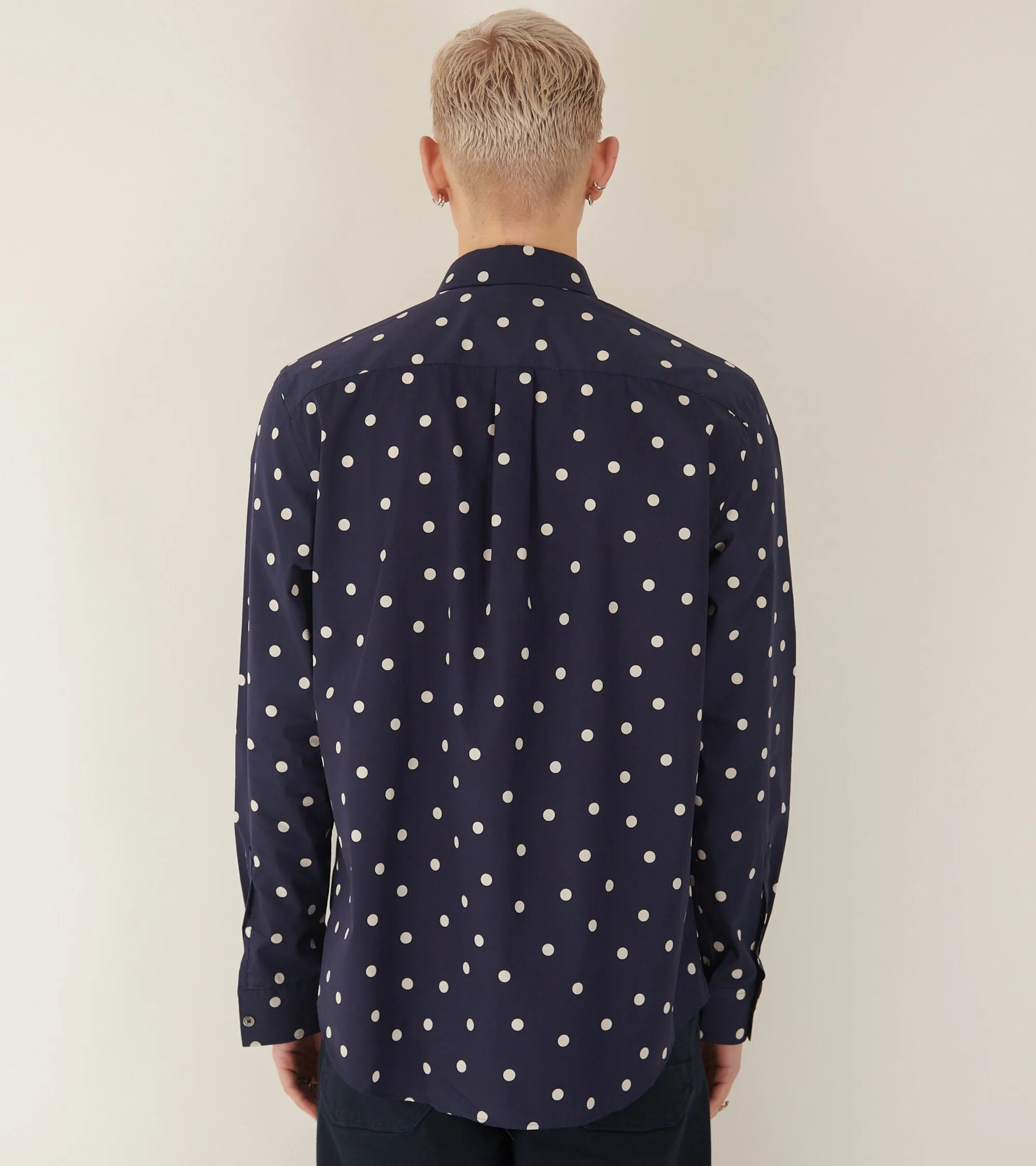 Casual Fit Big Polka Shirt Navy