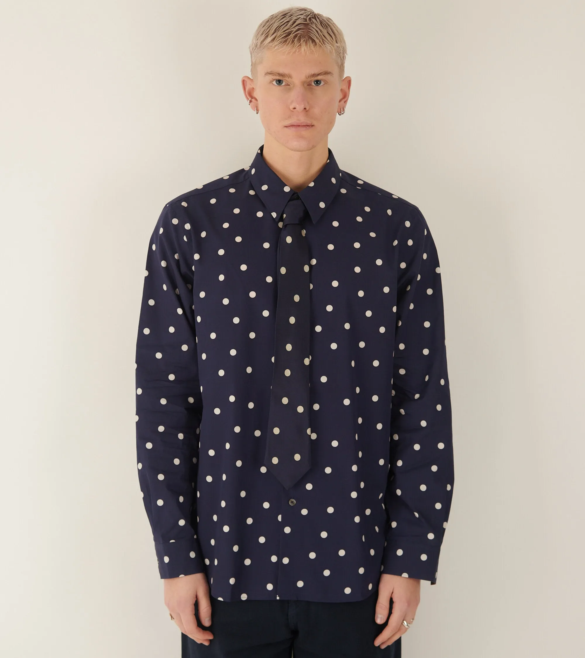 Casual Fit Big Polka Shirt Navy
