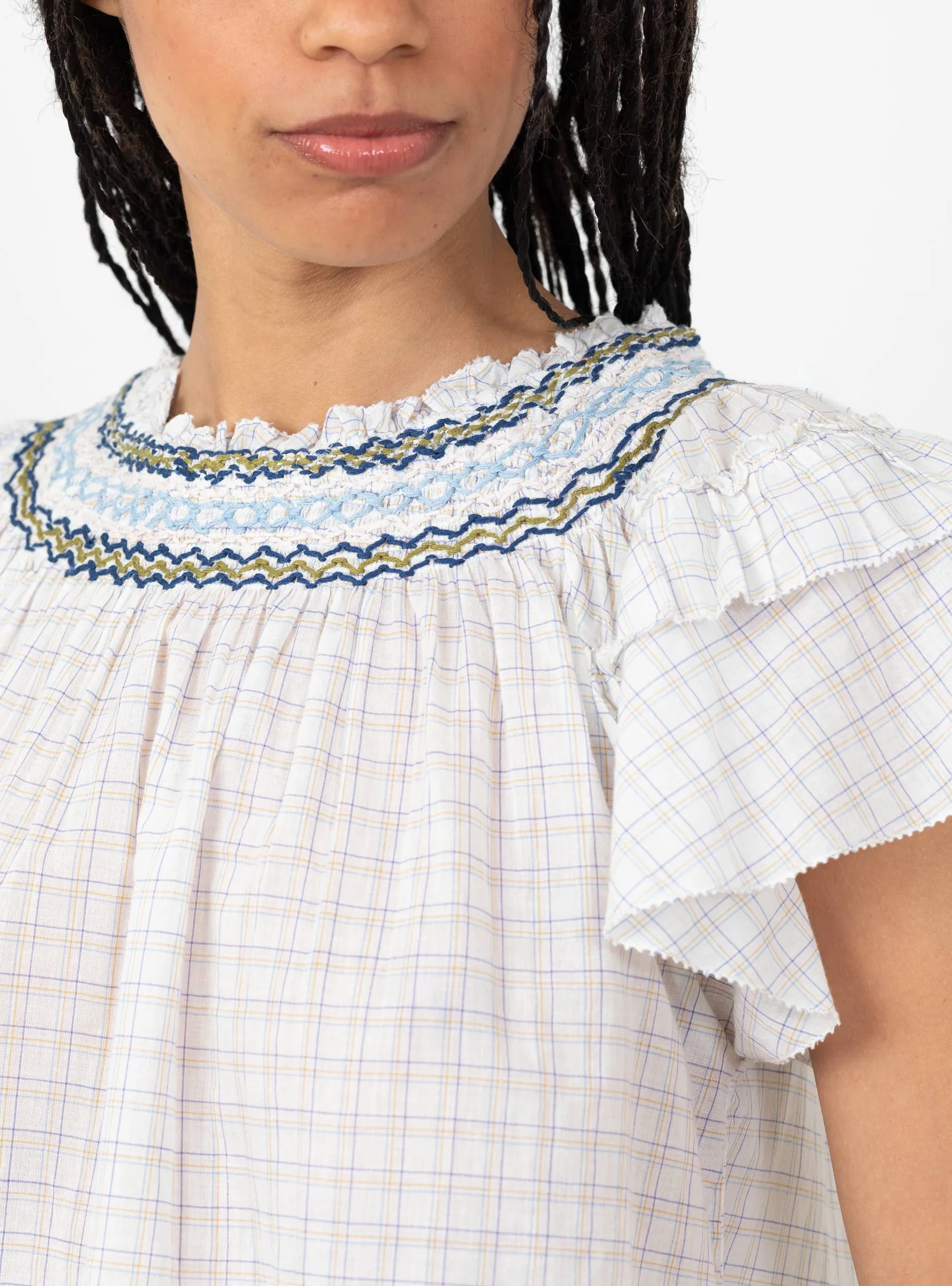 Cathy Blouse White Check