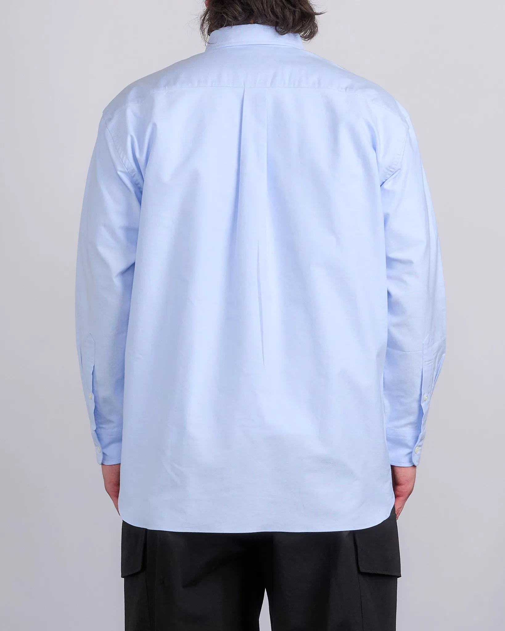 COMME des GARONS HOMME Cotton Oxford Embroidered Button Shirt Sax White