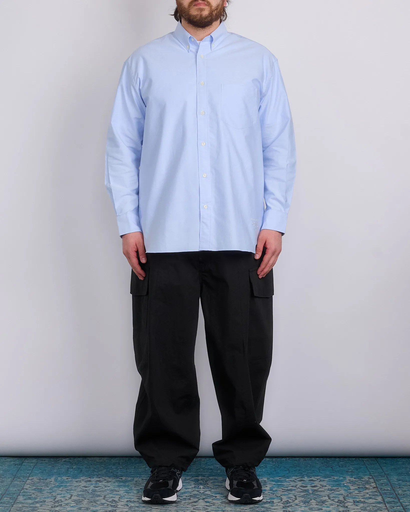 COMME des GARONS HOMME Cotton Oxford Embroidered Button Shirt Sax White