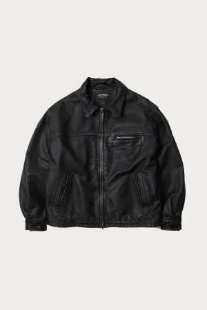 Destroyed Cowhide Leather Jacket - Washed Black