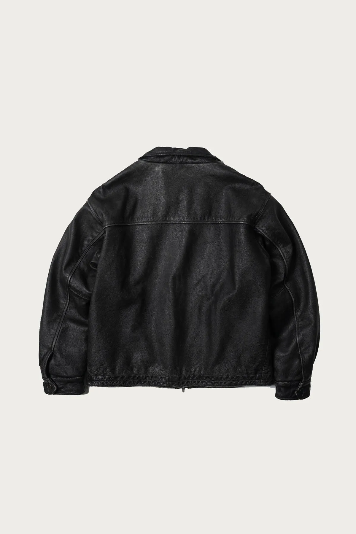 Destroyed Cowhide Leather Jacket - Washed Black