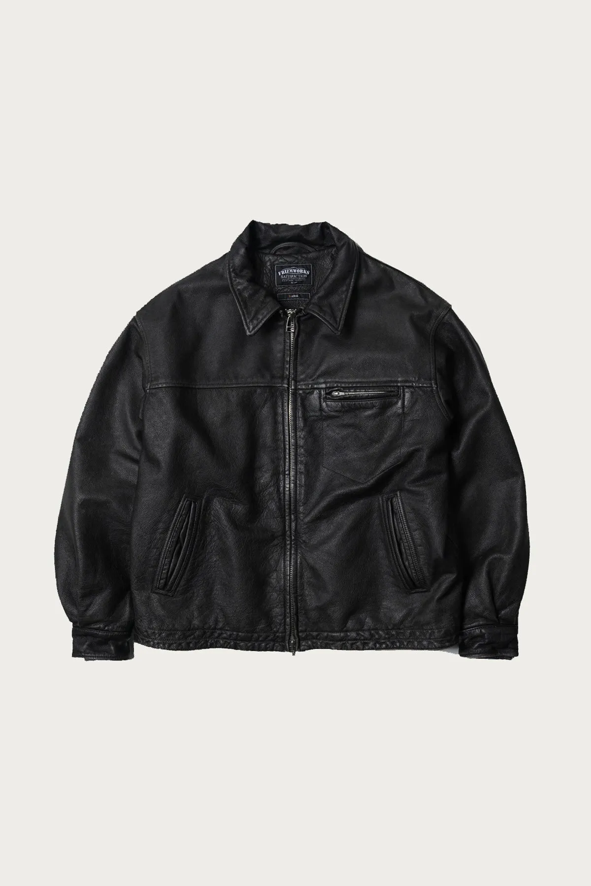 Destroyed Cowhide Leather Jacket - Washed Black