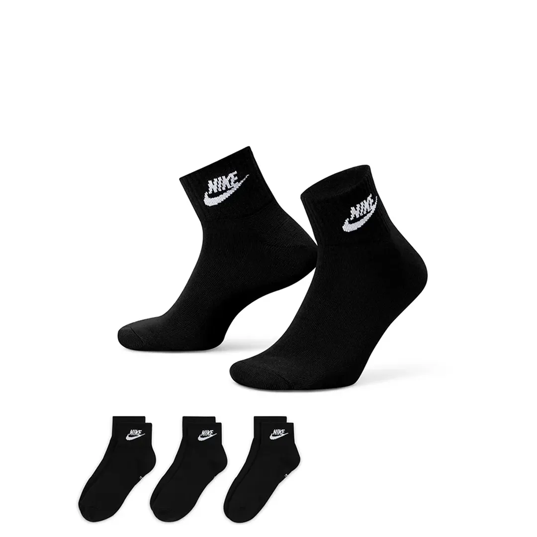 EVERYDAY ESSENTIAL ANKLE SOCKS BLACK (3 PAIRS)