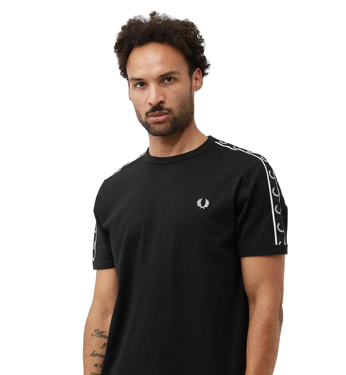 Fred Perry Taped Shoulder Tee - Black