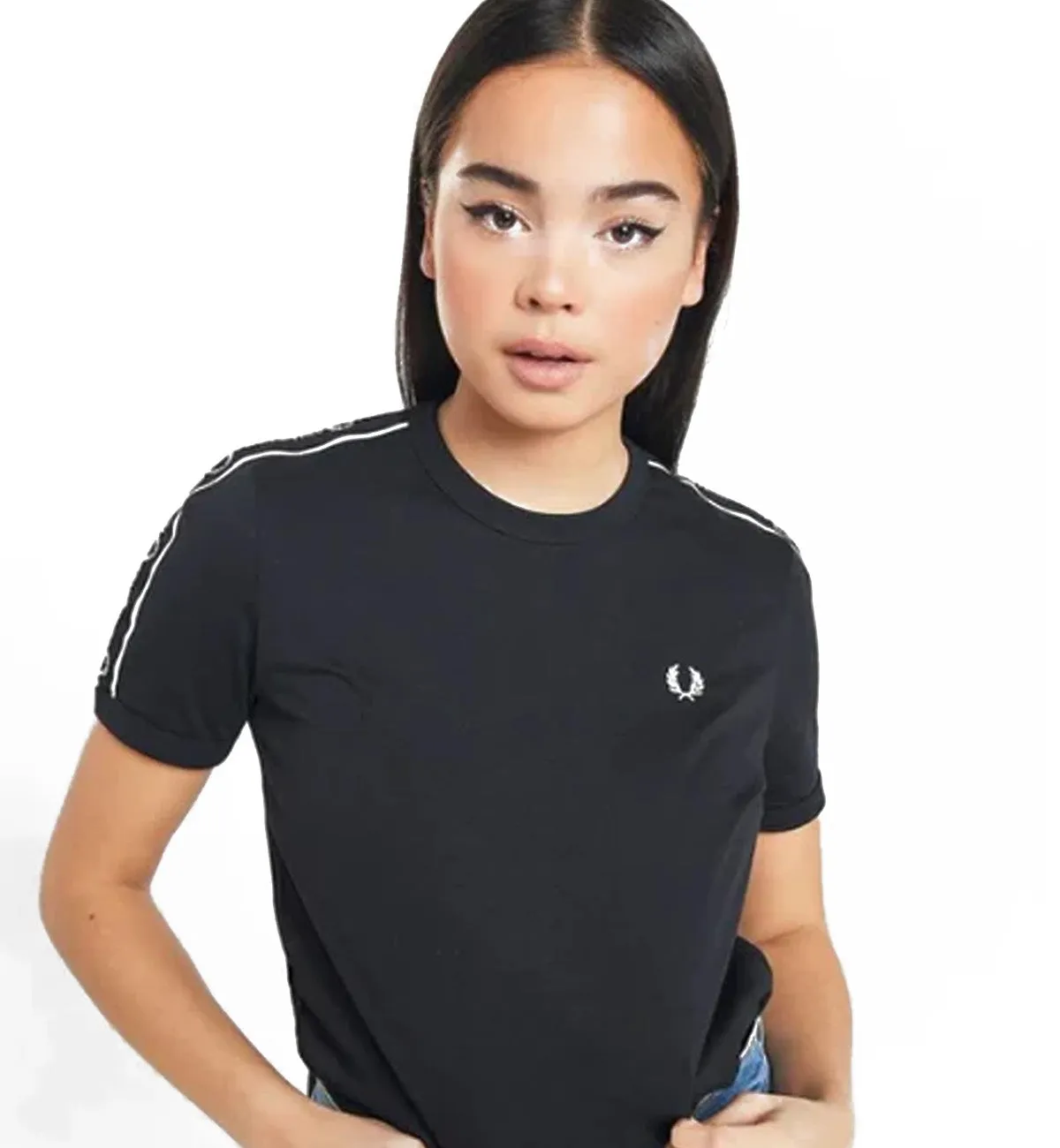 Fred Perry Taped Shoulder Tee - Black