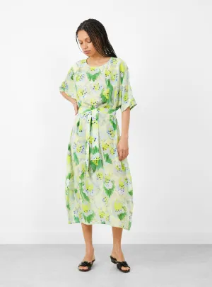 Frown Silk Dress Spraycan White Green