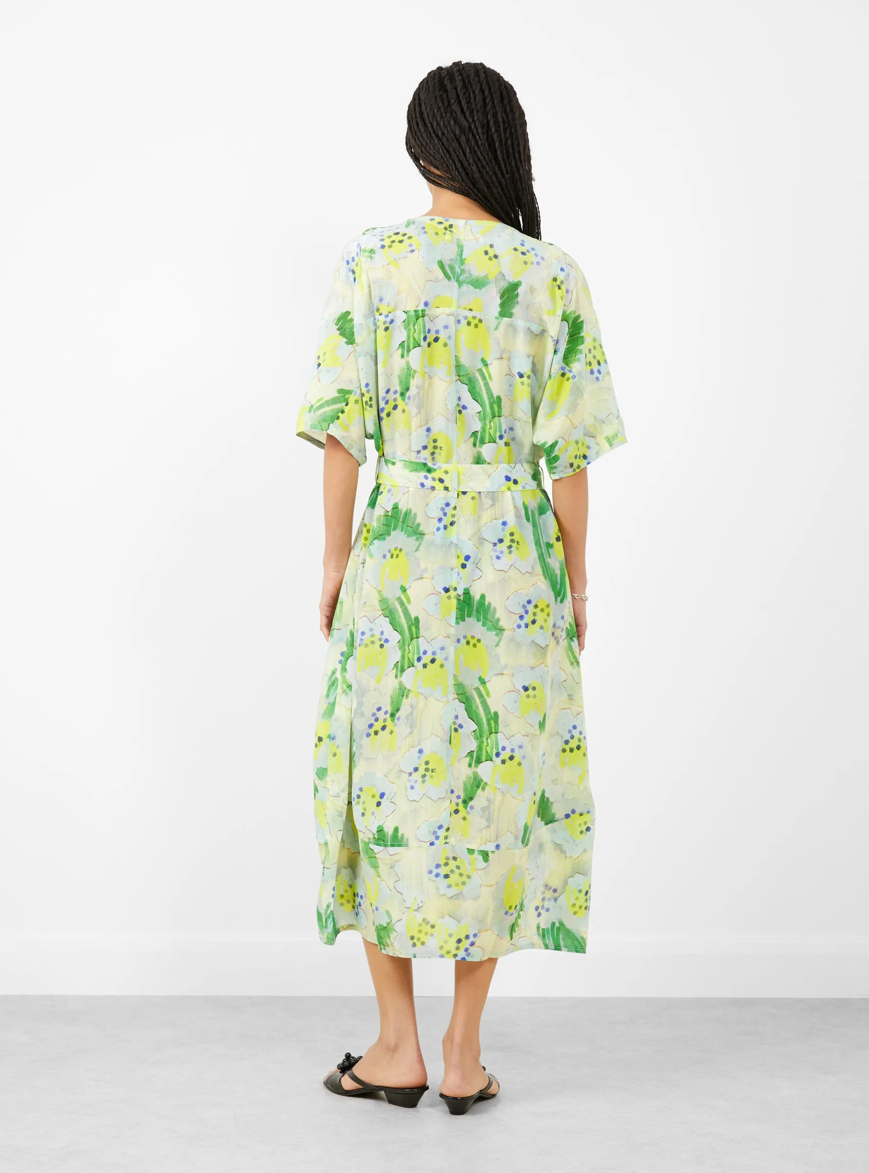 Frown Silk Dress Spraycan White Green
