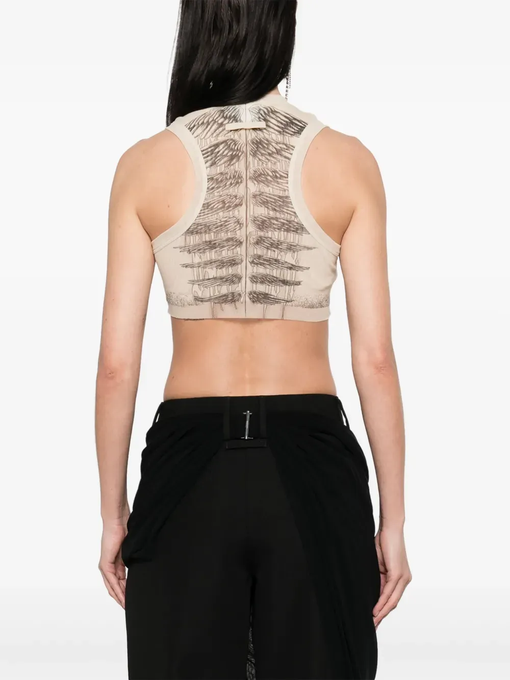 JEAN PAUL GAULTIER - Women Printed Tattoo Marinire Mesh Crop Top