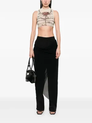 JEAN PAUL GAULTIER - Women Printed Tattoo Marinire Mesh Crop Top