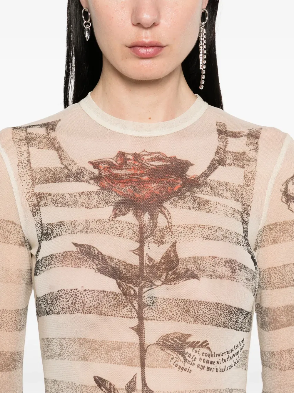 JEAN PAUL GAULTIER - Women Printed Tattoo Marinire Mesh Long Dress