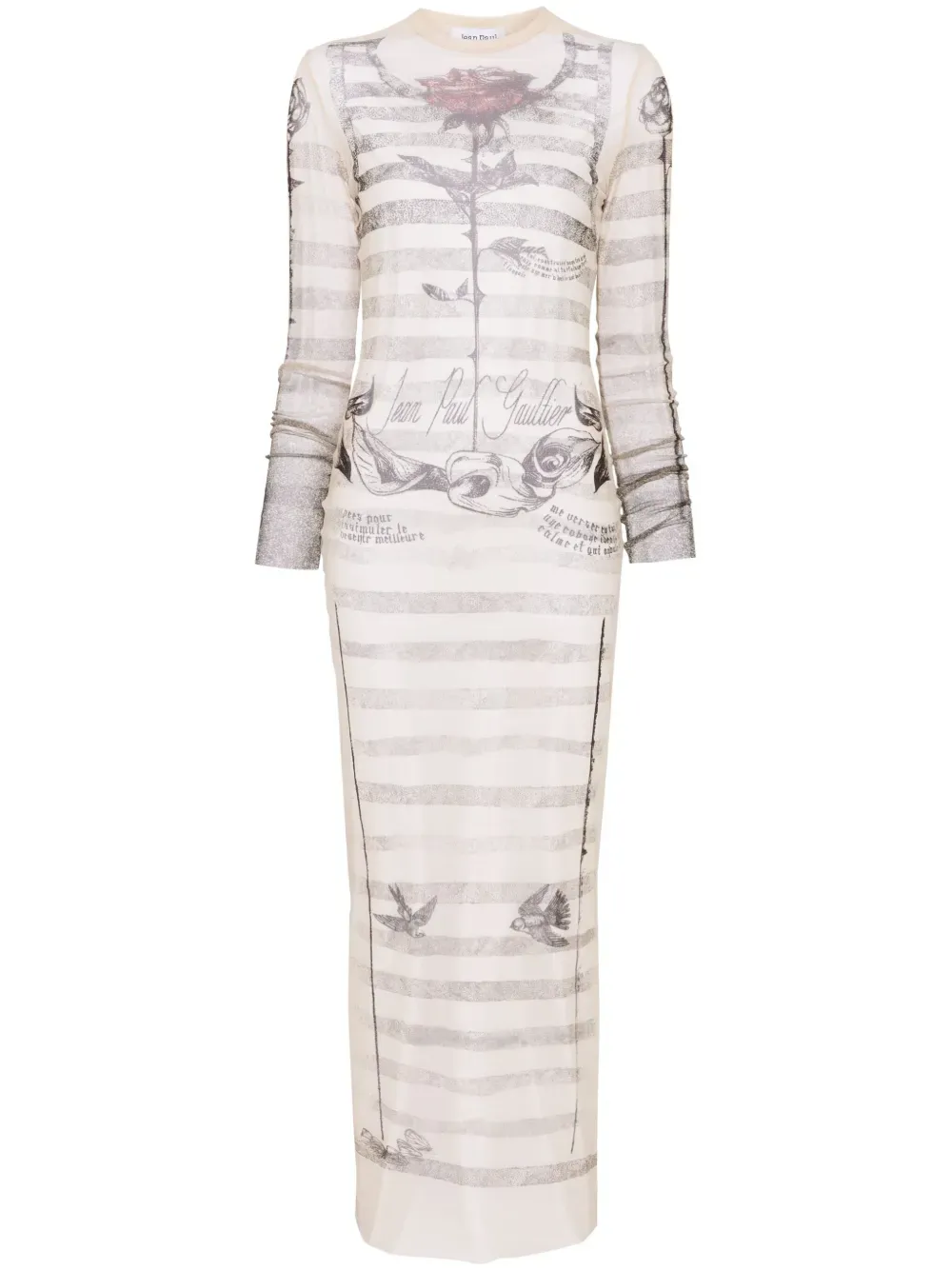 JEAN PAUL GAULTIER - Women Printed Tattoo Marinire Mesh Long Dress