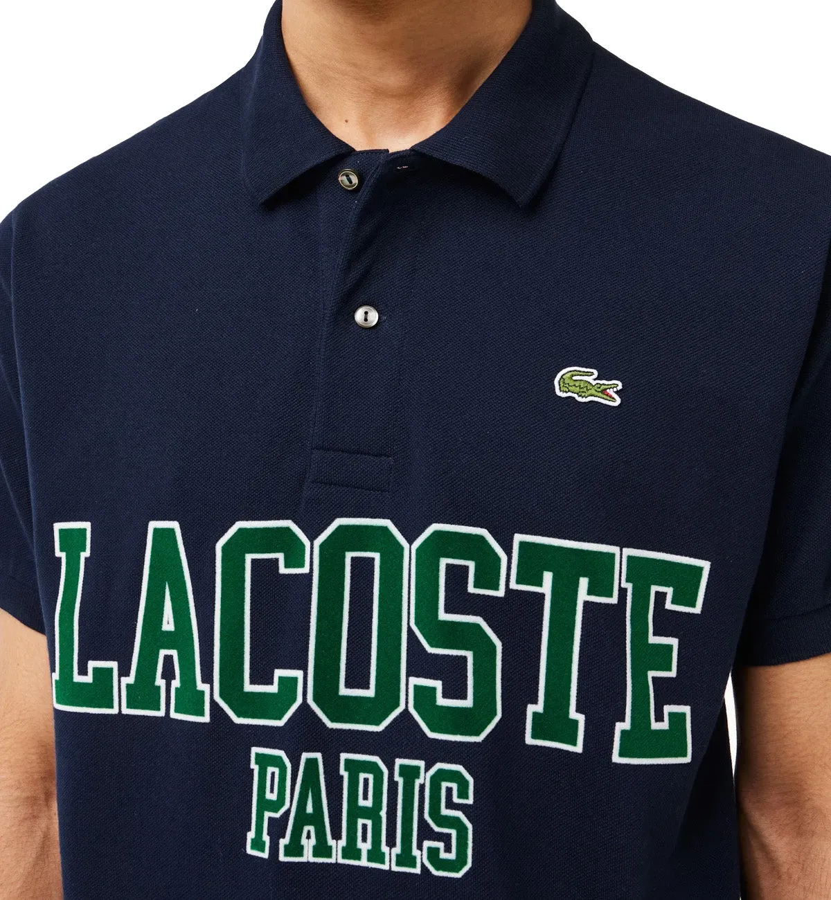 Lacoste Flocked Piqu Polo Shirt (Navy)