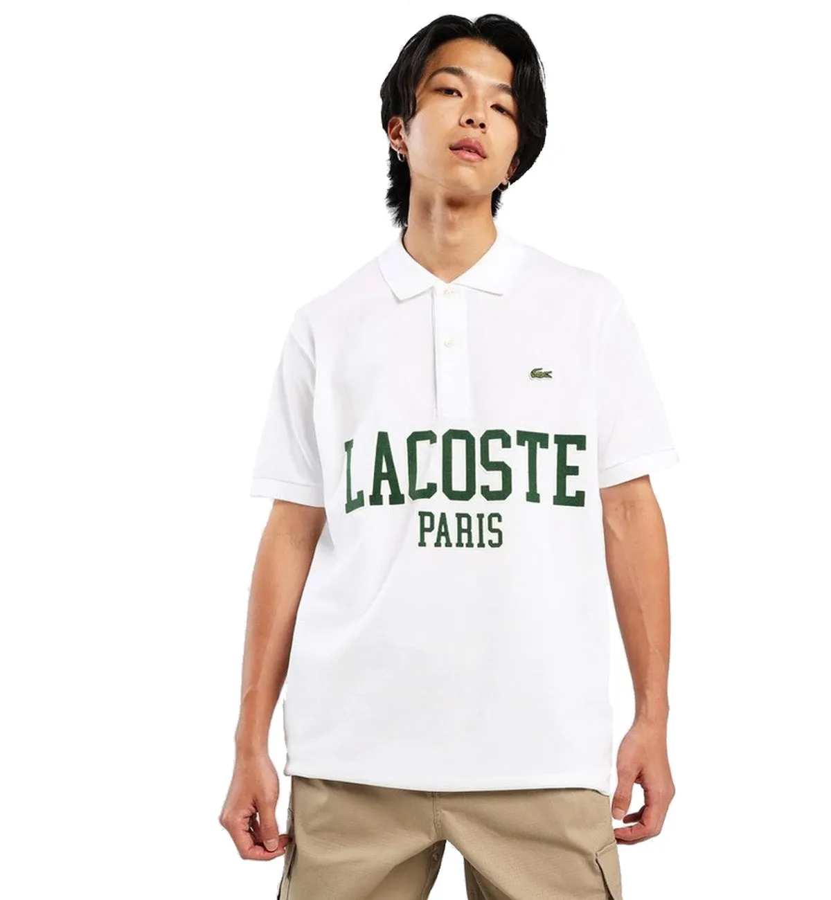 Lacoste Flocked Piqu Polo Shirt (White)