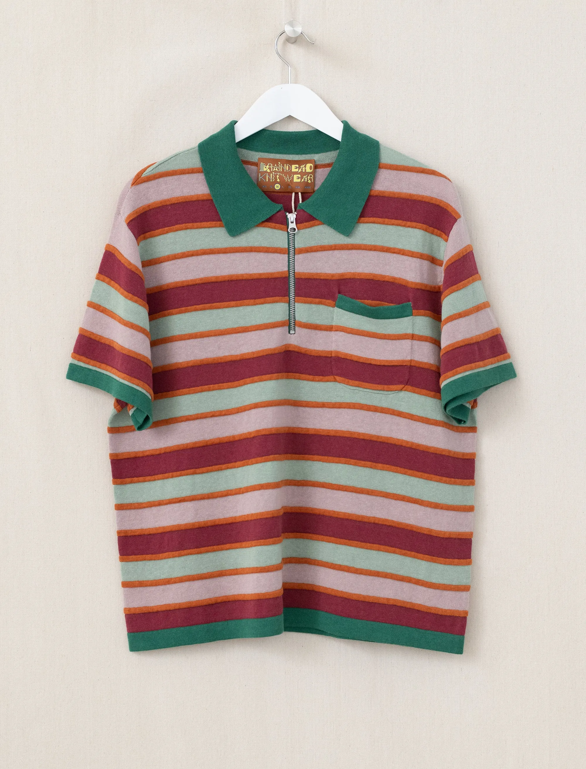 Lifted Stripe Half Zip Shirt (Red Multi)