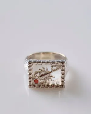Maple Scorpio Signet Ring Silver 925 Zircon