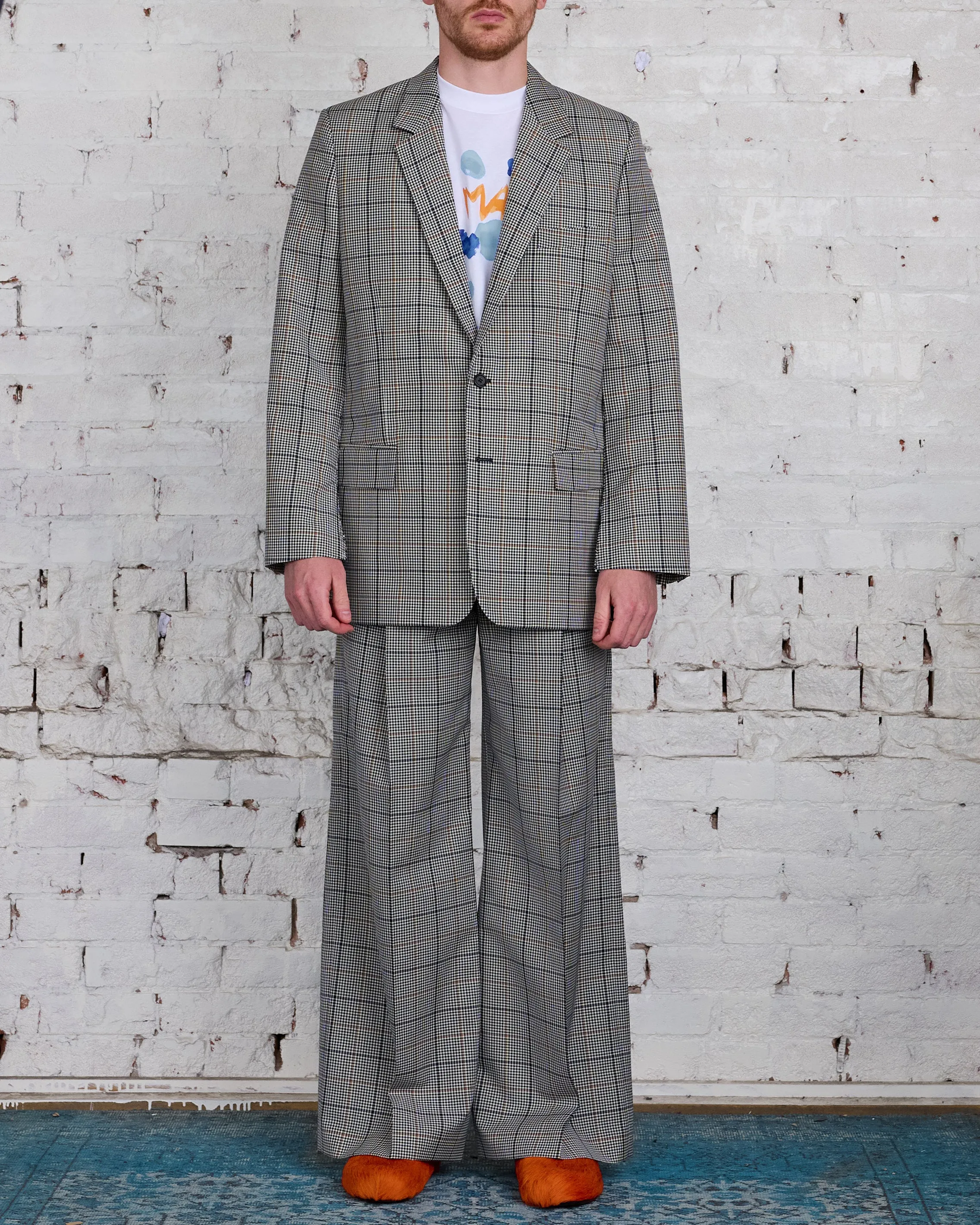 Marni Runway Raw Cut Side Blazer Blue-Black Plaid