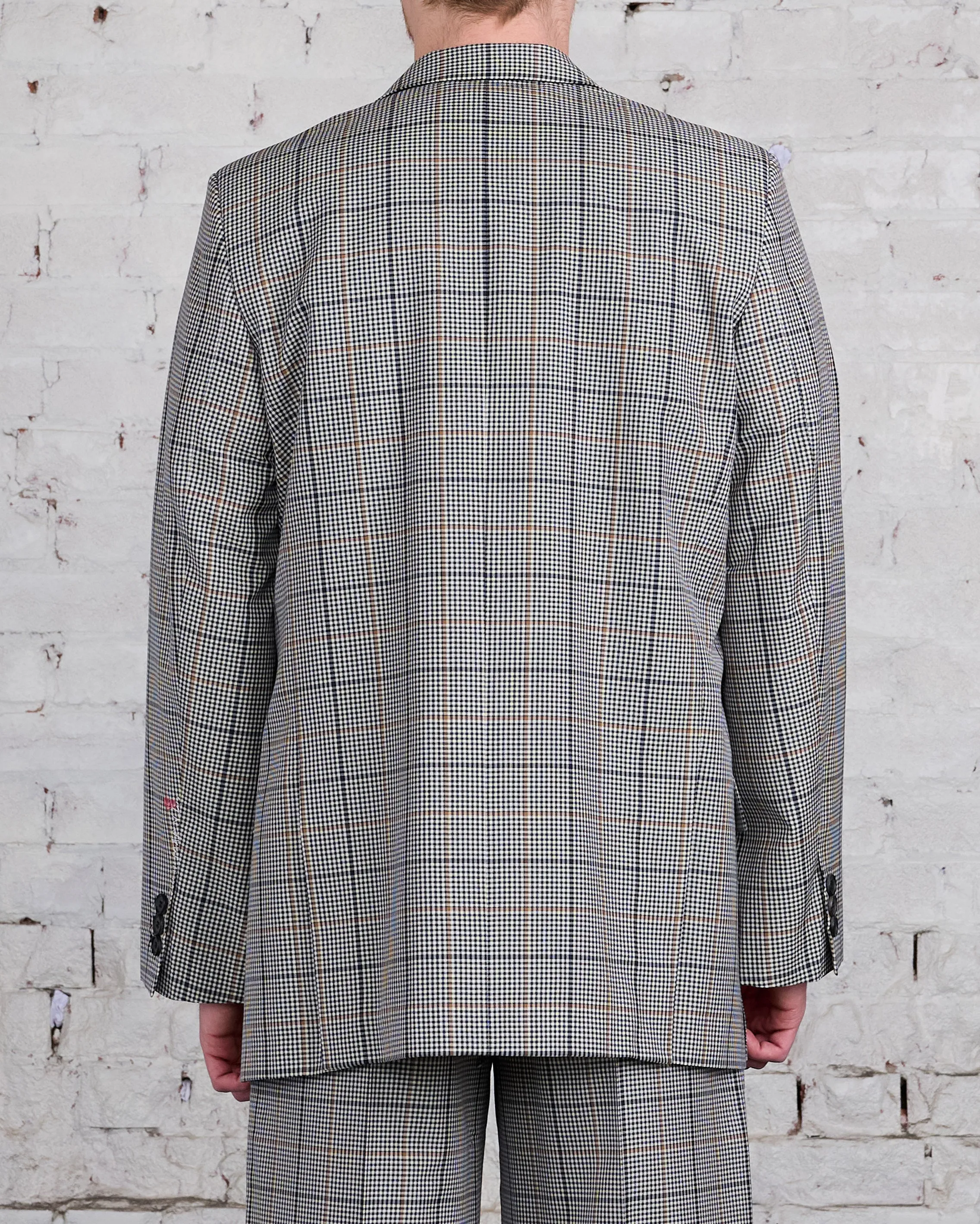 Marni Runway Raw Cut Side Blazer Blue-Black Plaid