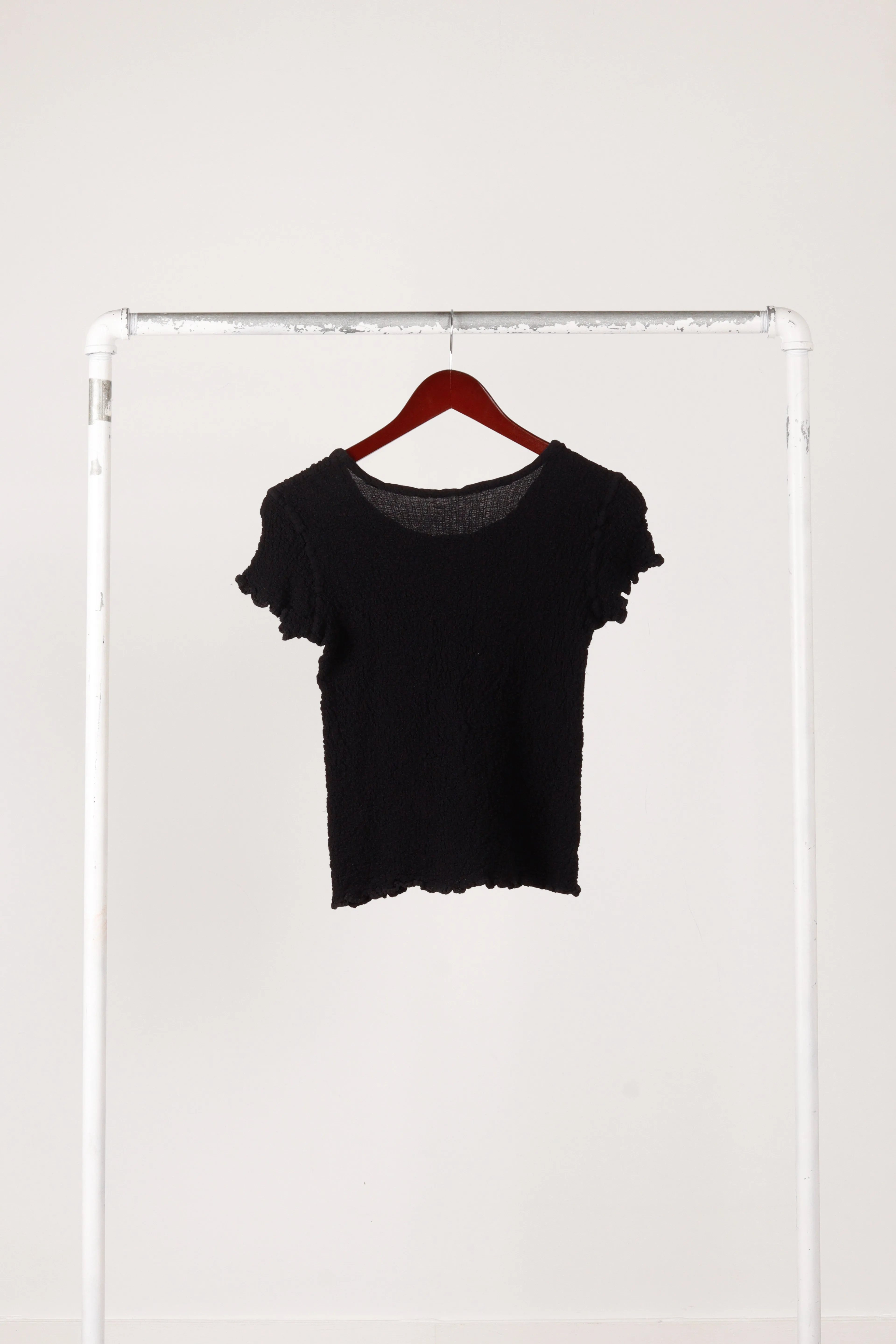 me Issey Miyake Womens 'Ruffle Textured' Top Black
