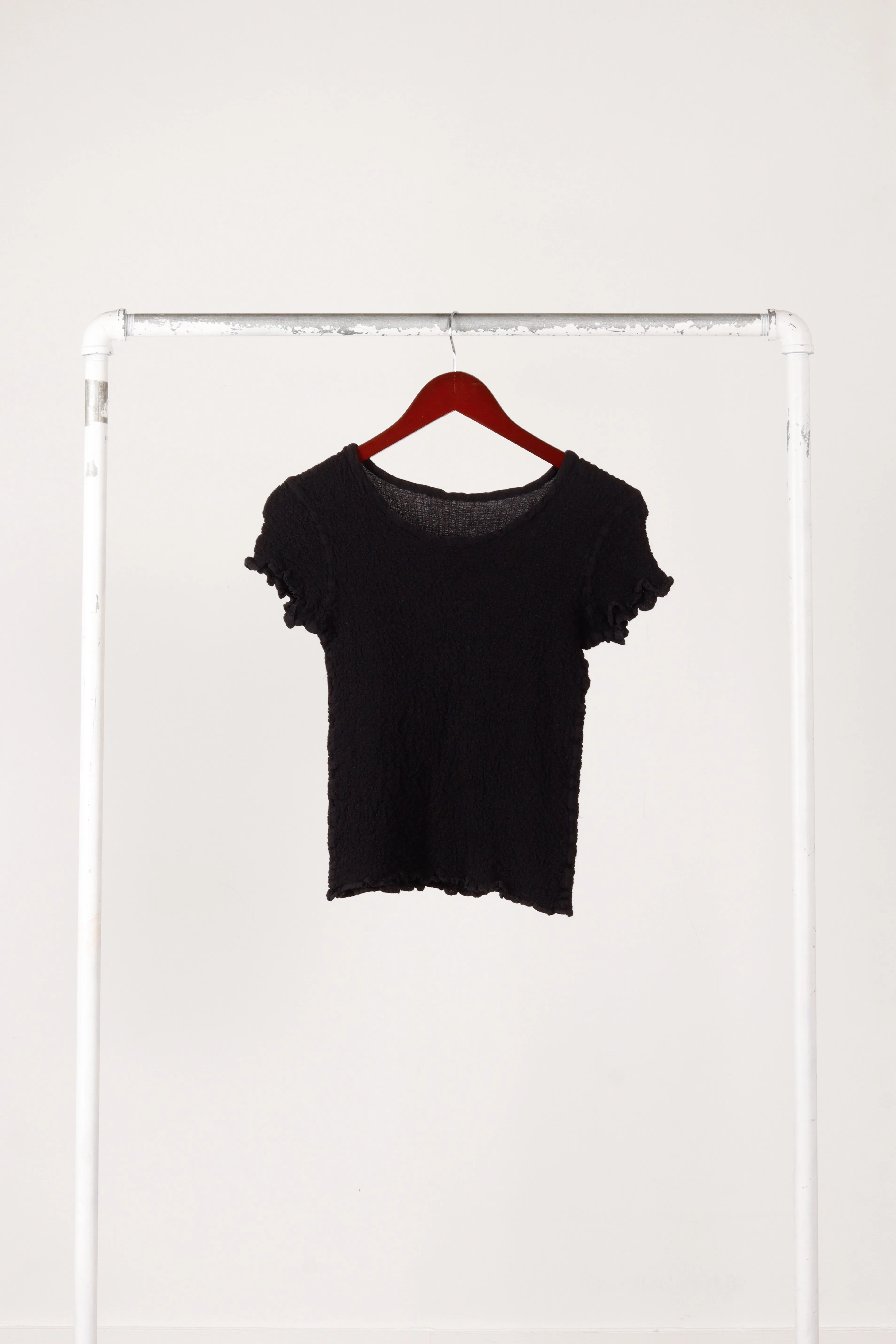 me Issey Miyake Womens 'Ruffle Textured' Top Black
