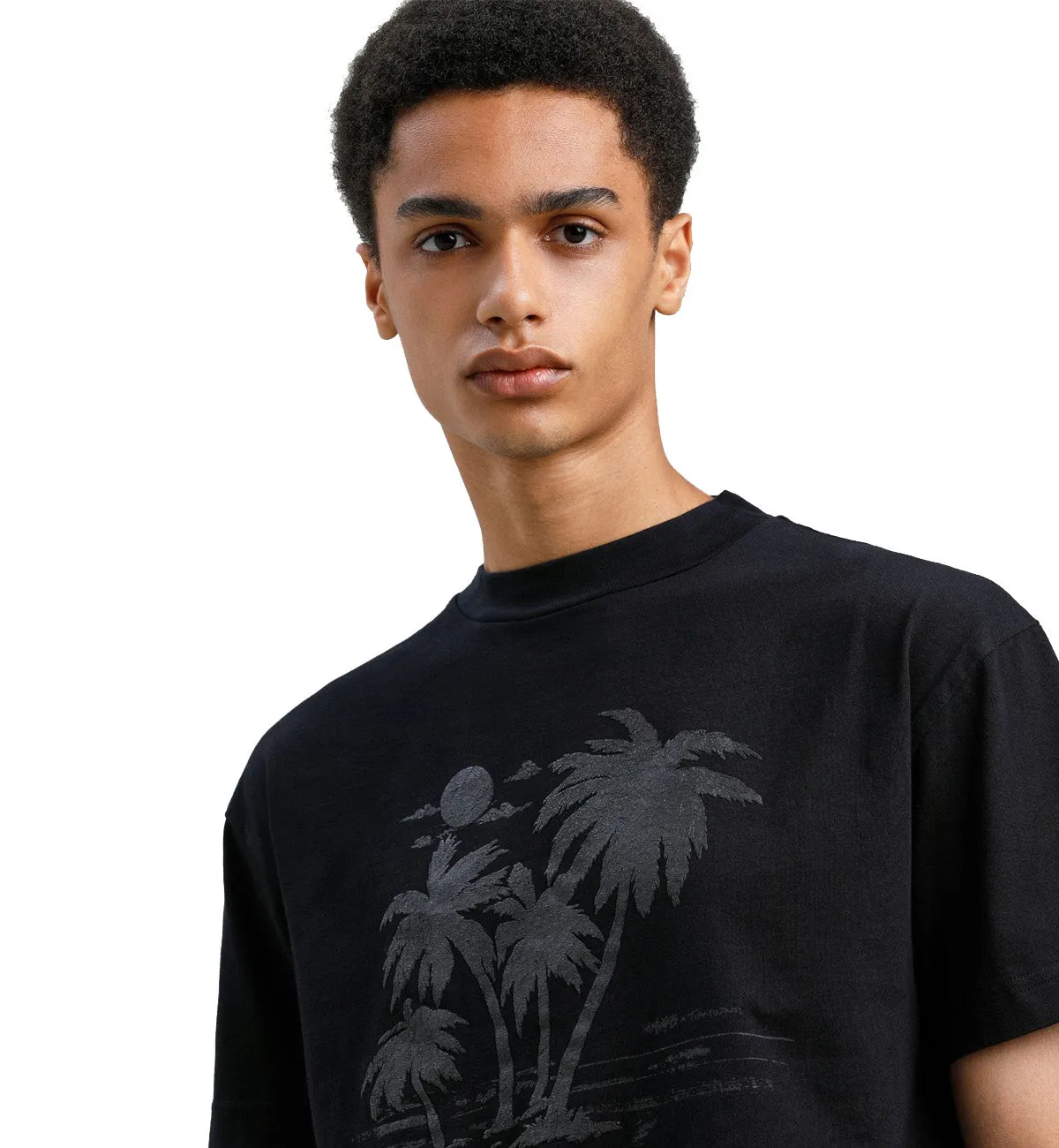 Palm Angels Grey Palm Tress T-Shirt (Black)