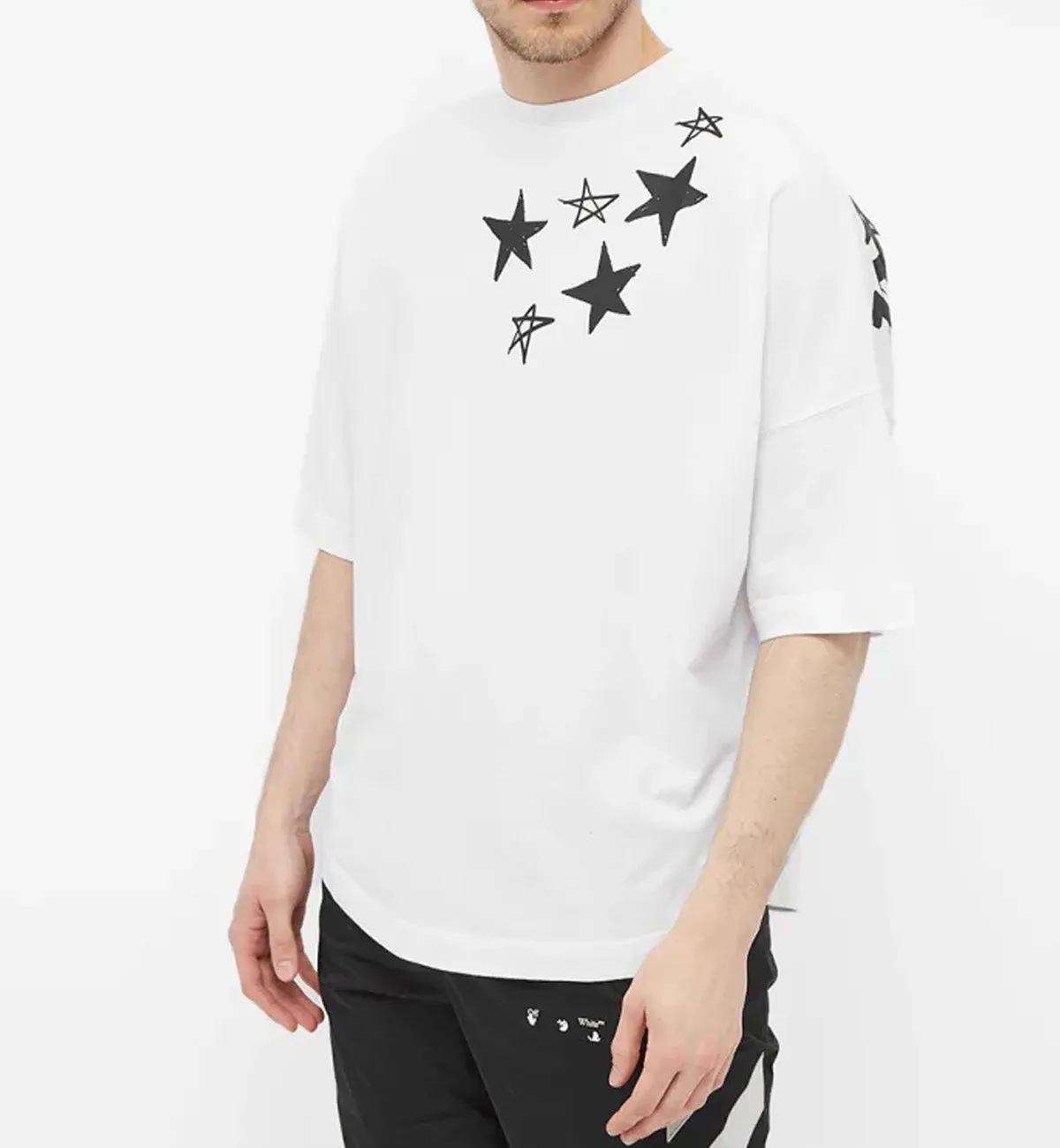 Palm Angels Shooting Stars Oversized Logo T-Shirt (White)