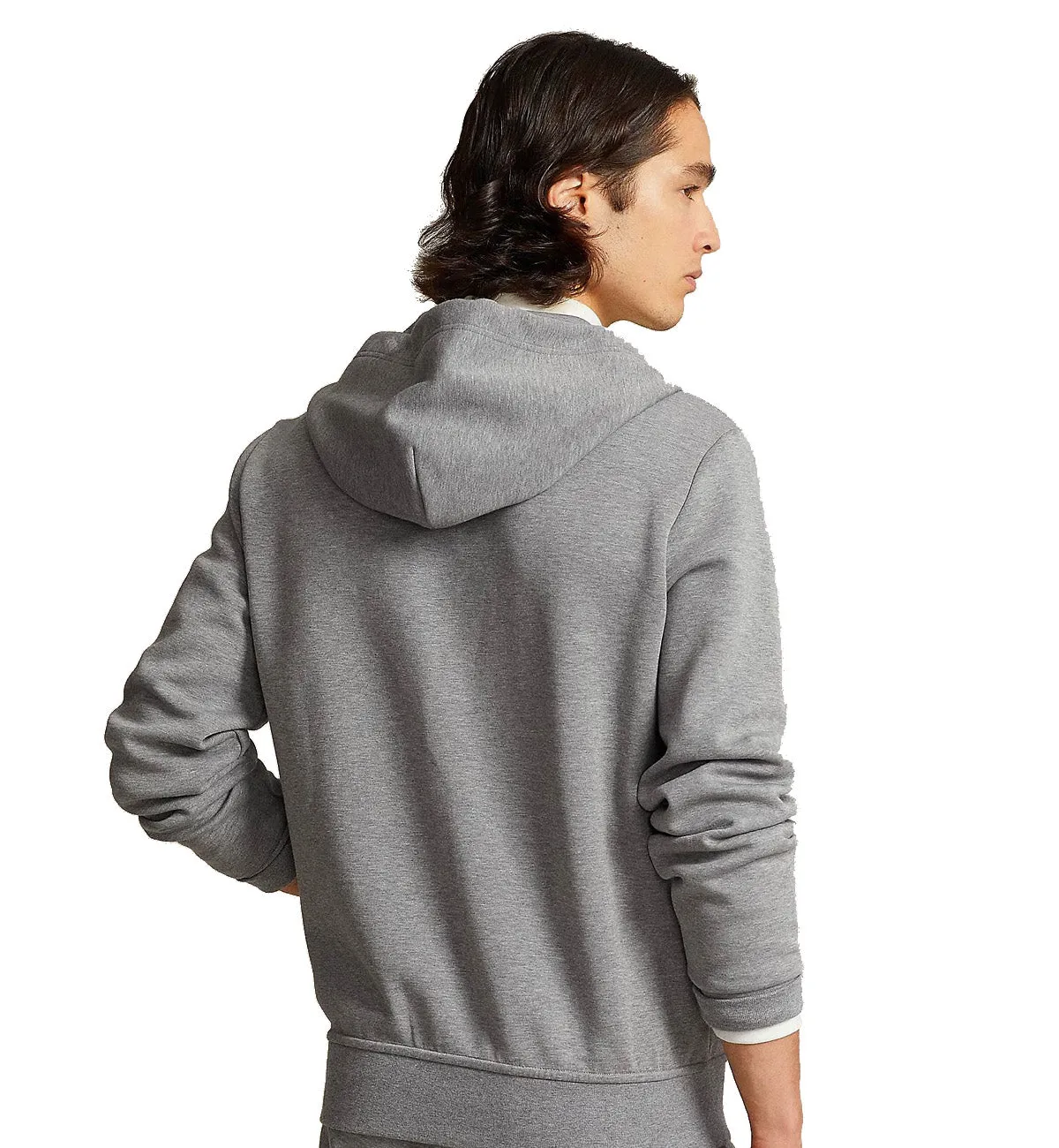 Ralph Lauren Double-Knit Full-Zip Polo Hoodie (Grey)
