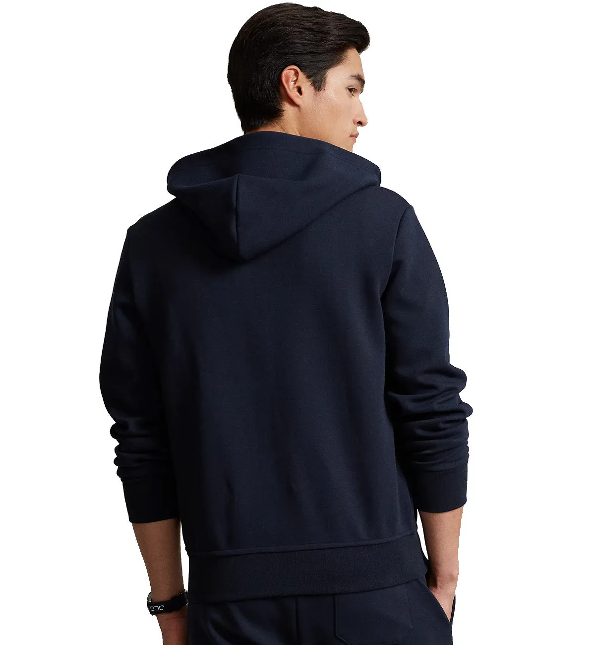 Ralph Lauren Double-Knit Full-Zip Polo Hoodie (Navy)