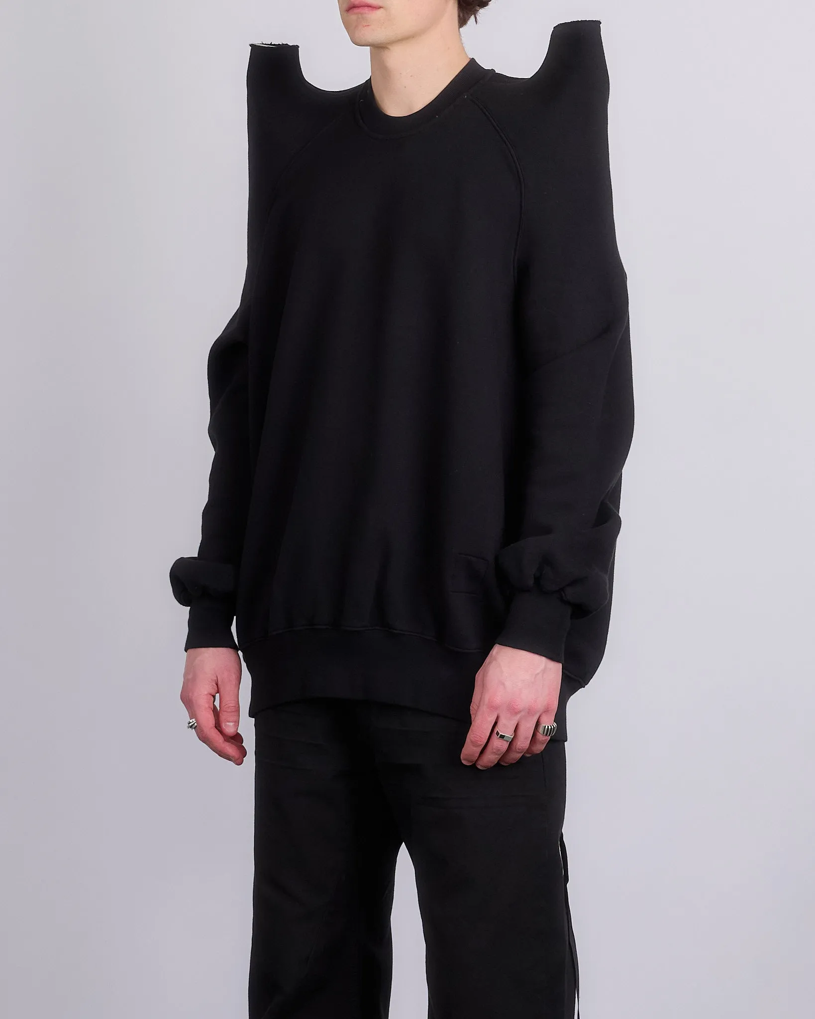 Rick Owens DRKSHDW Tecsweat Crew Felpa Fleece Black