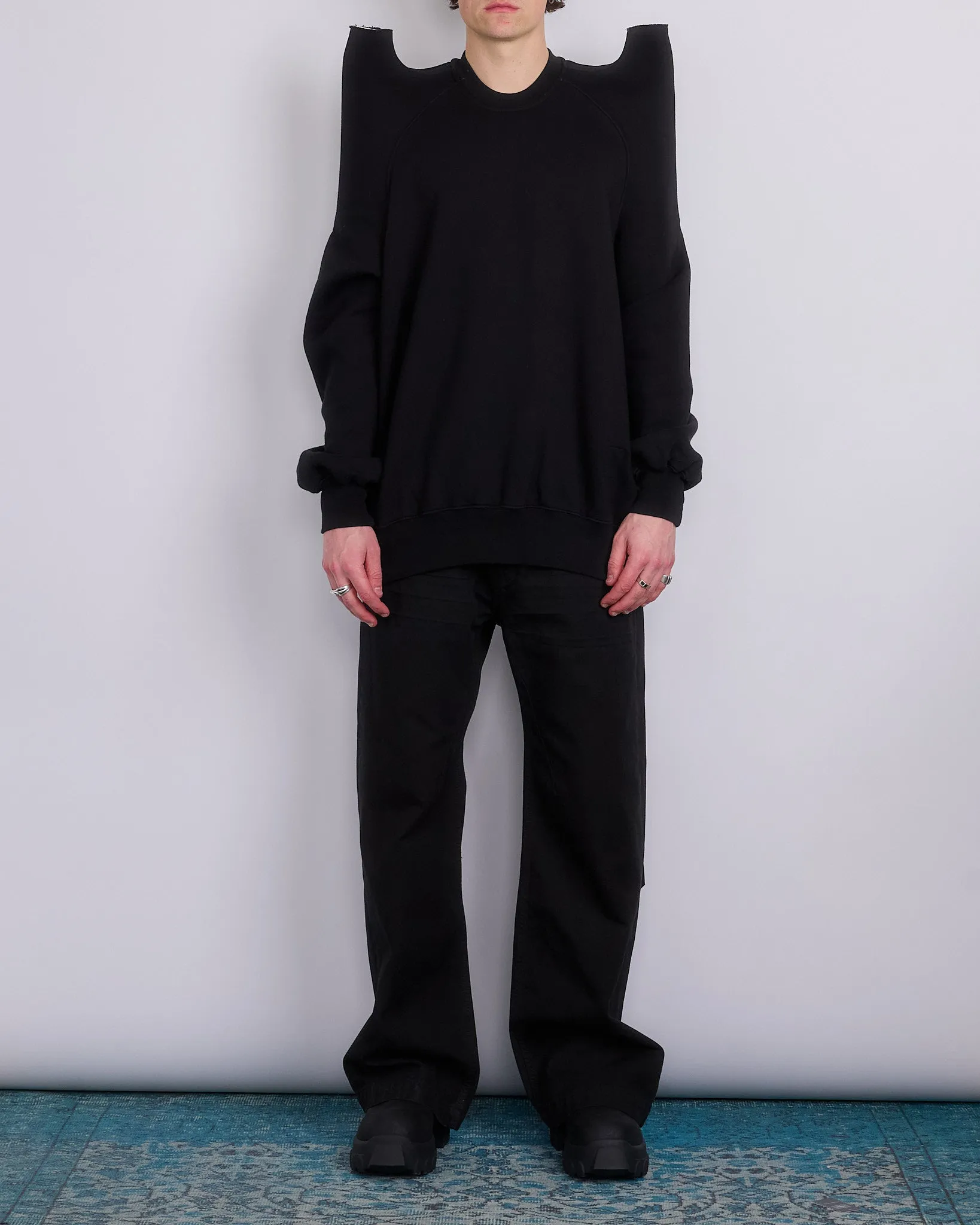 Rick Owens DRKSHDW Tecsweat Crew Felpa Fleece Black