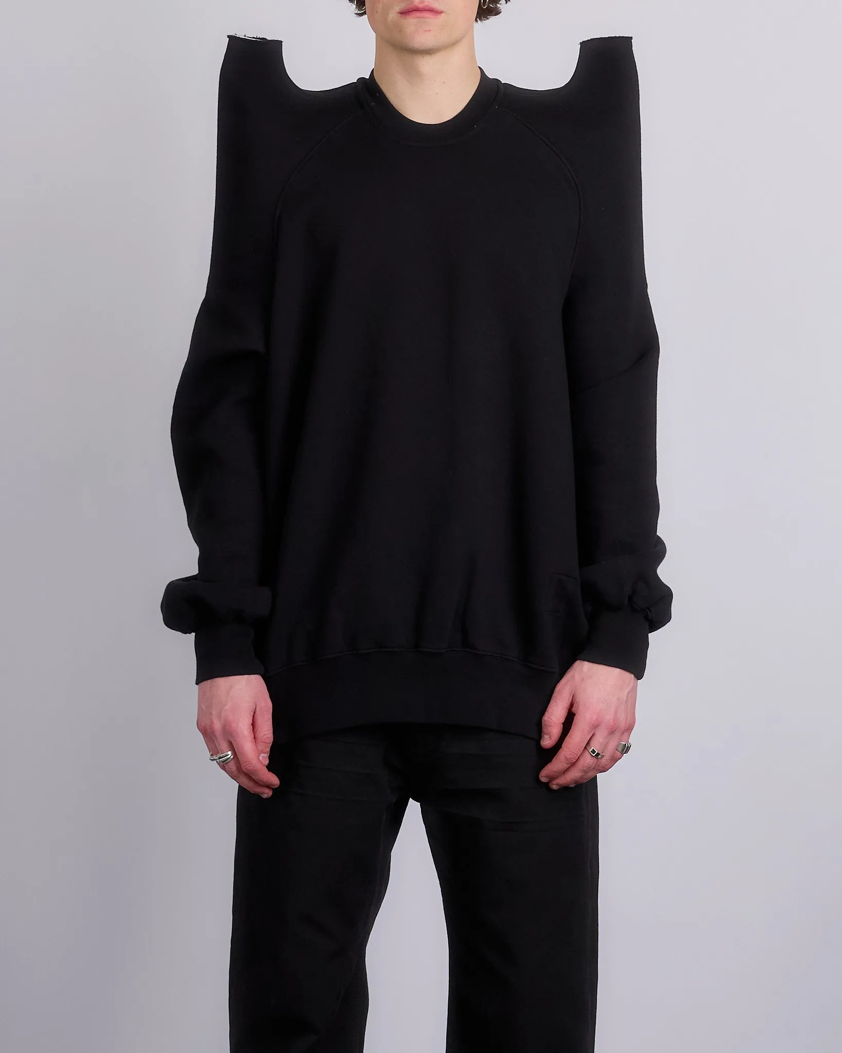 Rick Owens DRKSHDW Tecsweat Crew Felpa Fleece Black