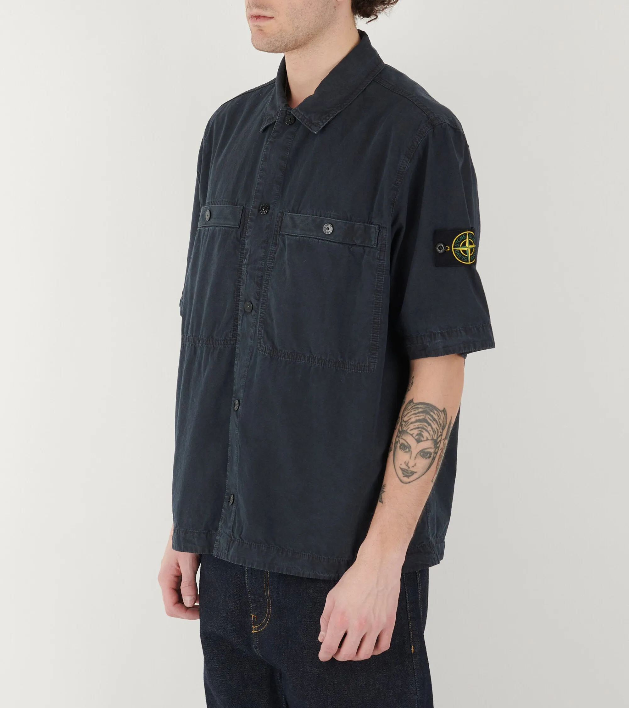 S/S Cotton Canvas Shirt Navy
